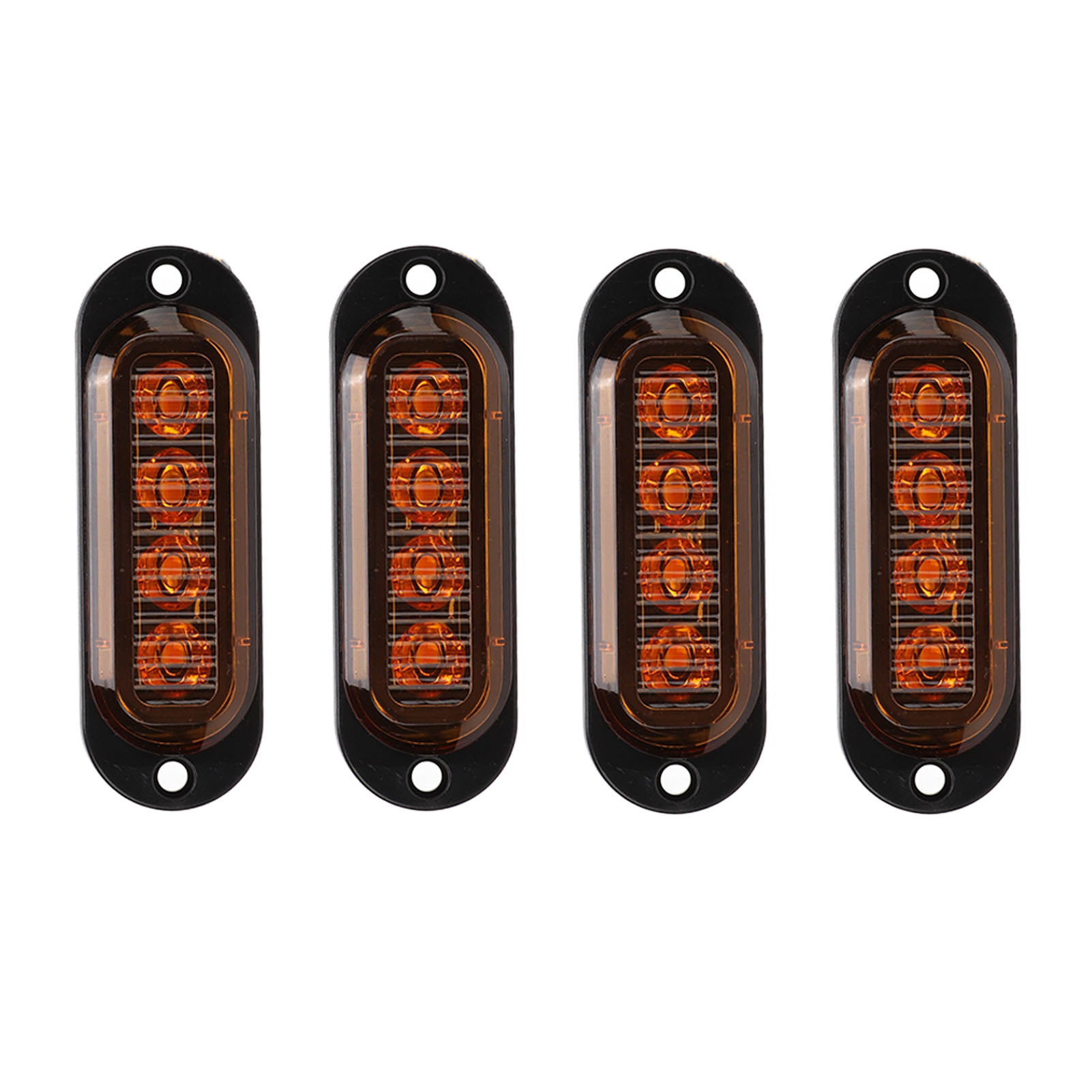 Set Mit 4 Ultrahellen 3000k Ip65 Wasserdichten Lkw-seitenmarkierungsleuchten, 12-24v Gelbe Warnblinker, Einfache Installation.
