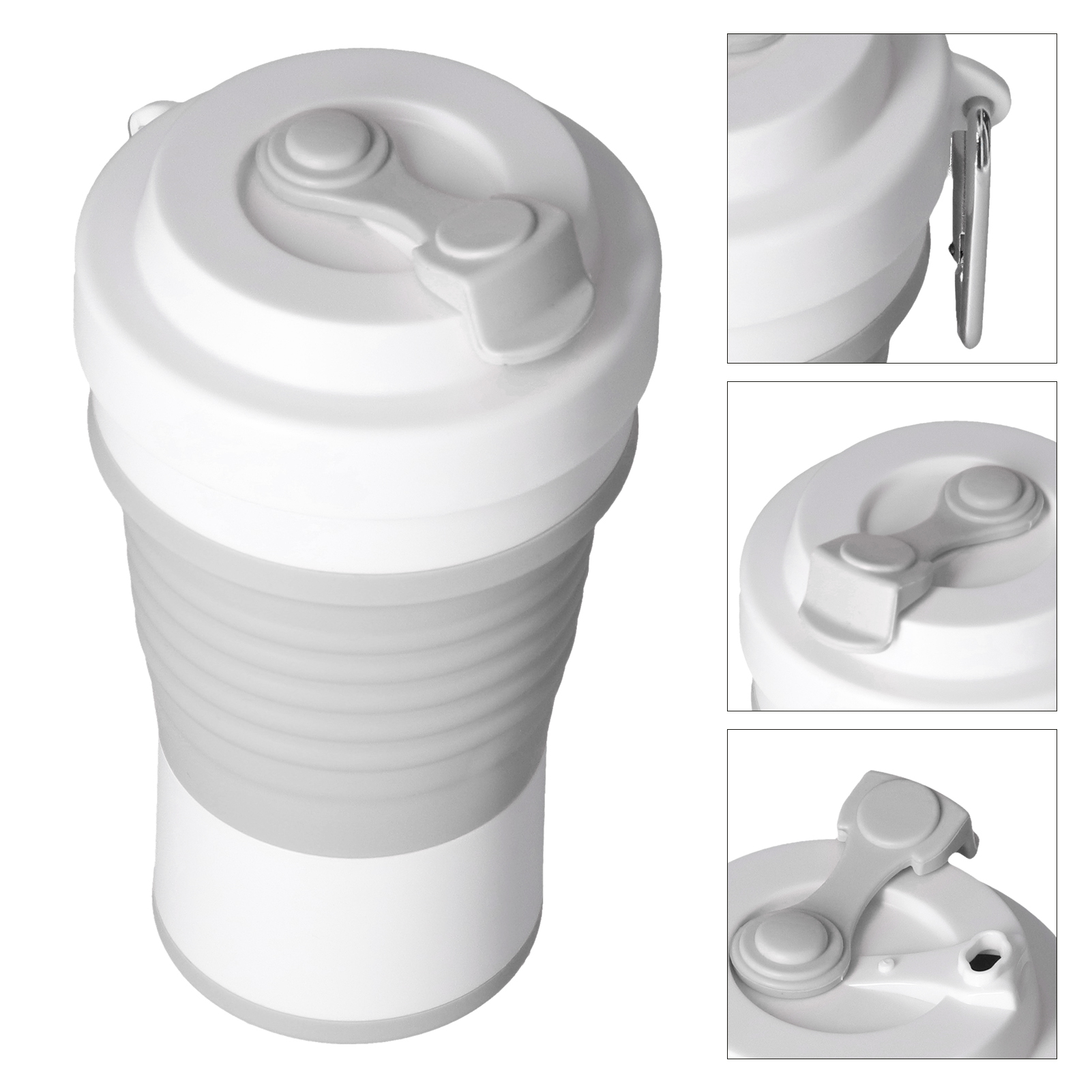 Faltbarer Reisebecher Aus Silikon, Tragbar, Faltbar, Erweiterbar, Auslaufsicher, Ideal Für Kaffee, Im Taschenformat, Für Unterwegs, Fürs Büro, Grau
