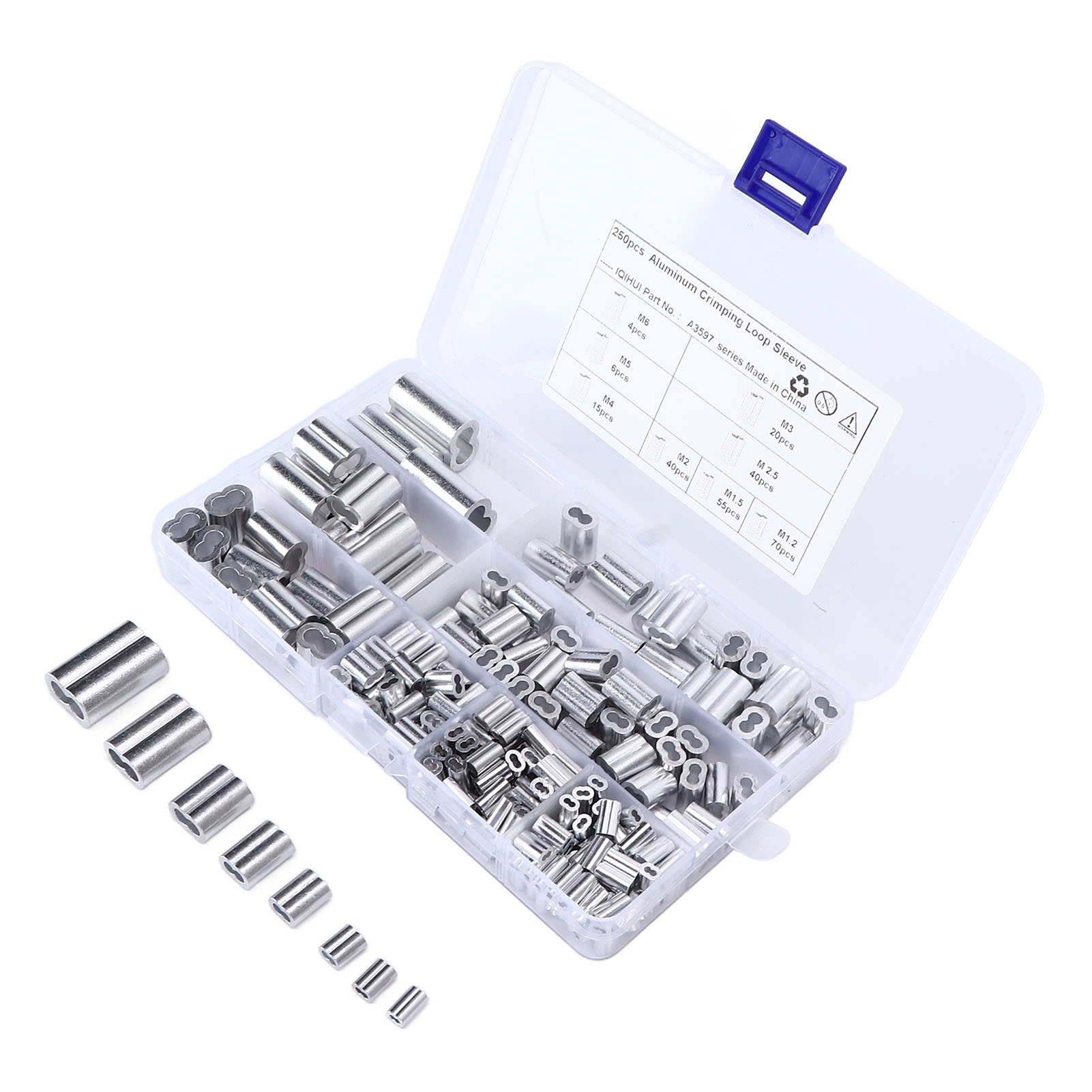 Packung Mit 250 Doppelwandigen 8-loch-kabelcrimpverschraubungen Aus Aluminium, Kabelcrimpbuchse Aus Stahl, Set Für Wohnmobile Und Eisenbahnen