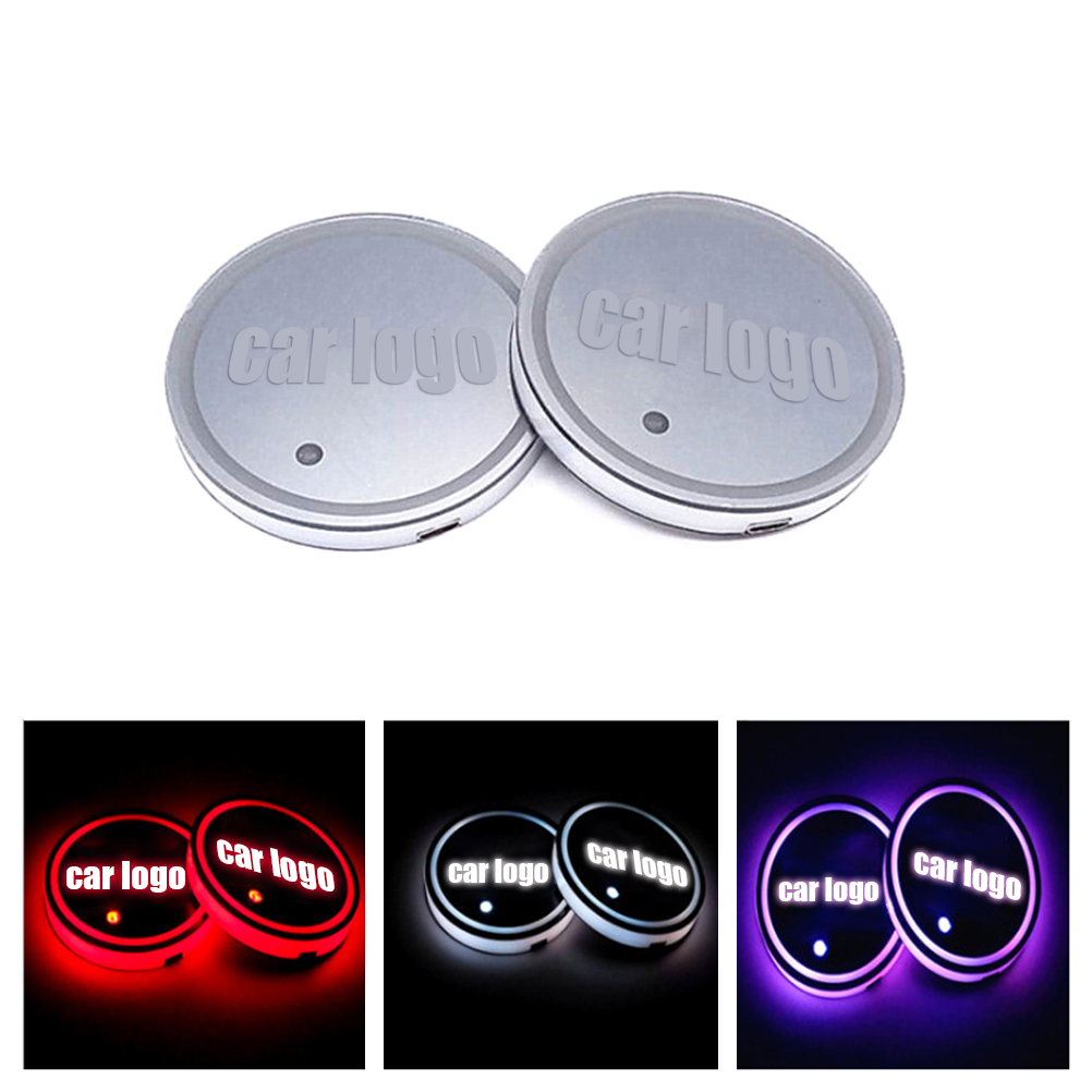 Led-beleuchtete Getränkehalter-untersetzer Fürs Auto, 2er-pack, 7 Wechselnde Farben, Usb-aufladbar, Dekorative Flaschenuntersetzer, Autobeleuchtung