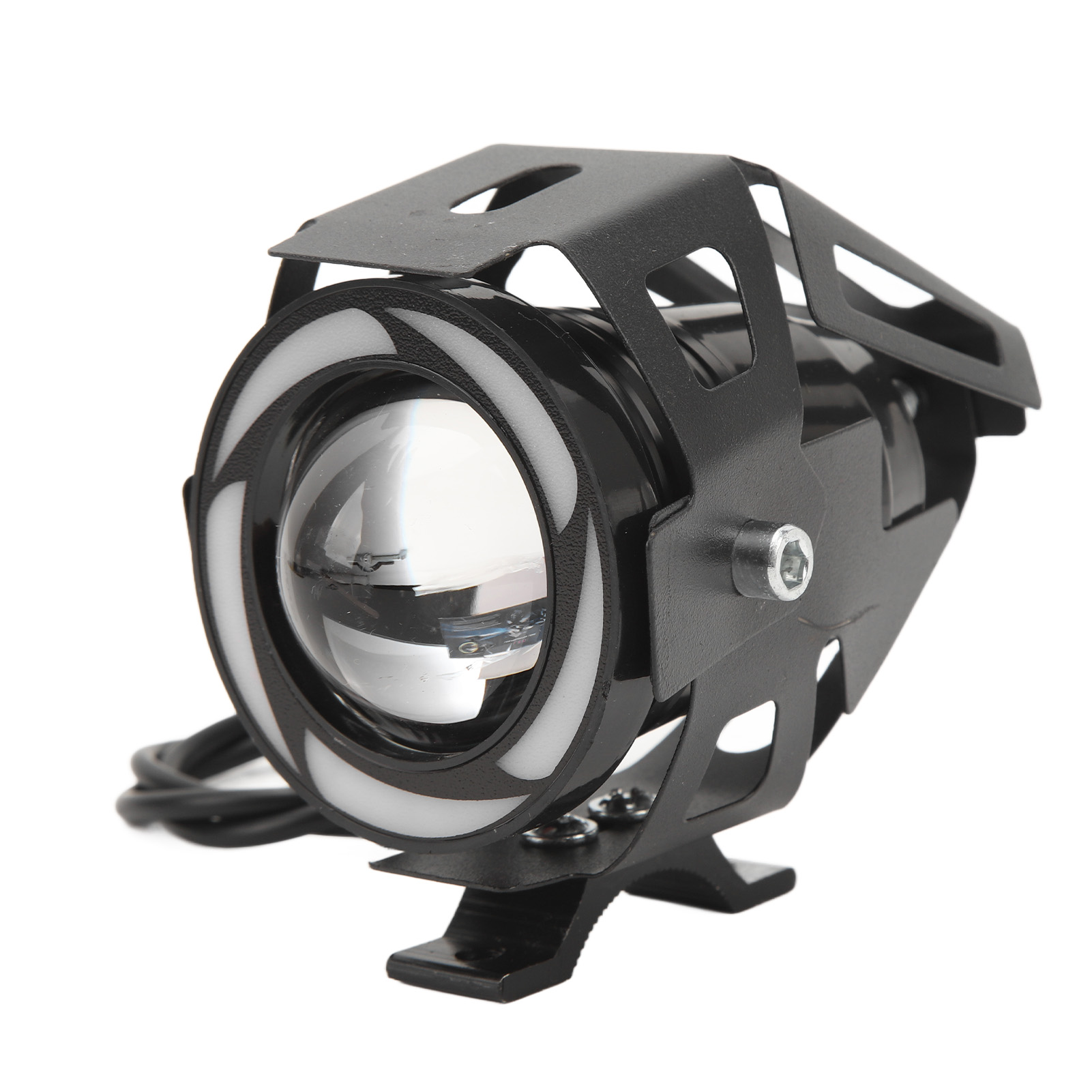 U7 Led-motorradscheinwerfer 3000 Lm, Wasserdicht, Zusatzscheinwerfer Mit Angel Eyes Für Motorräder, Quads Und Atvs, Wasserdichte Optik, Weißes Zusatzlicht