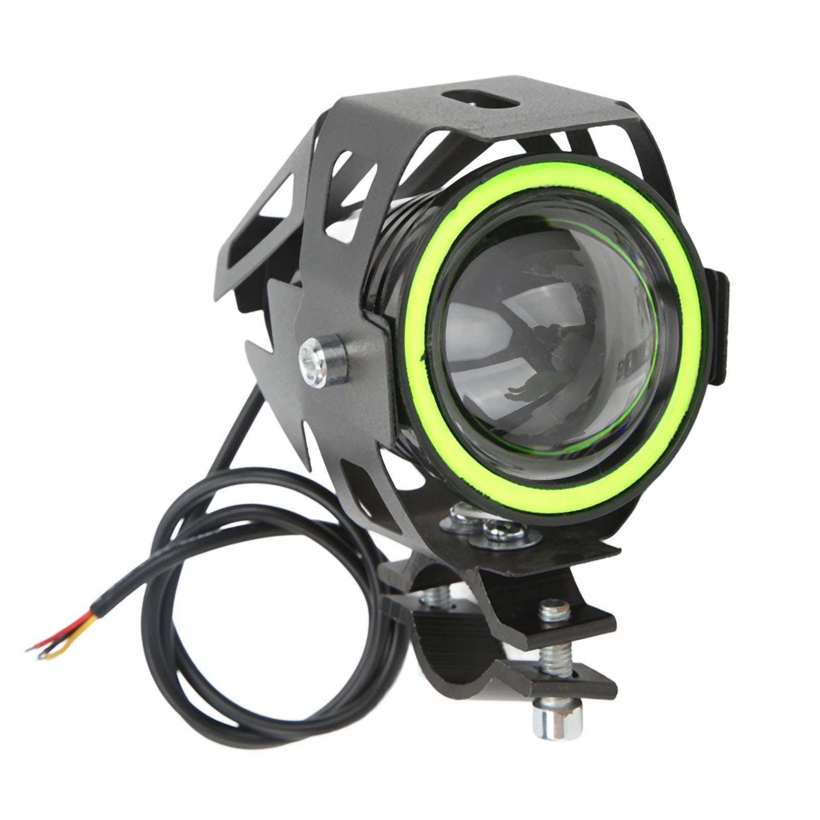 30-w-led-motorradscheinwerfer Mit Angel-eye-doppeloptik, Abblend- Und Fernlicht, Ip68 Wasserdicht, Universell 12–60 V, Grüne Fahrleuchte