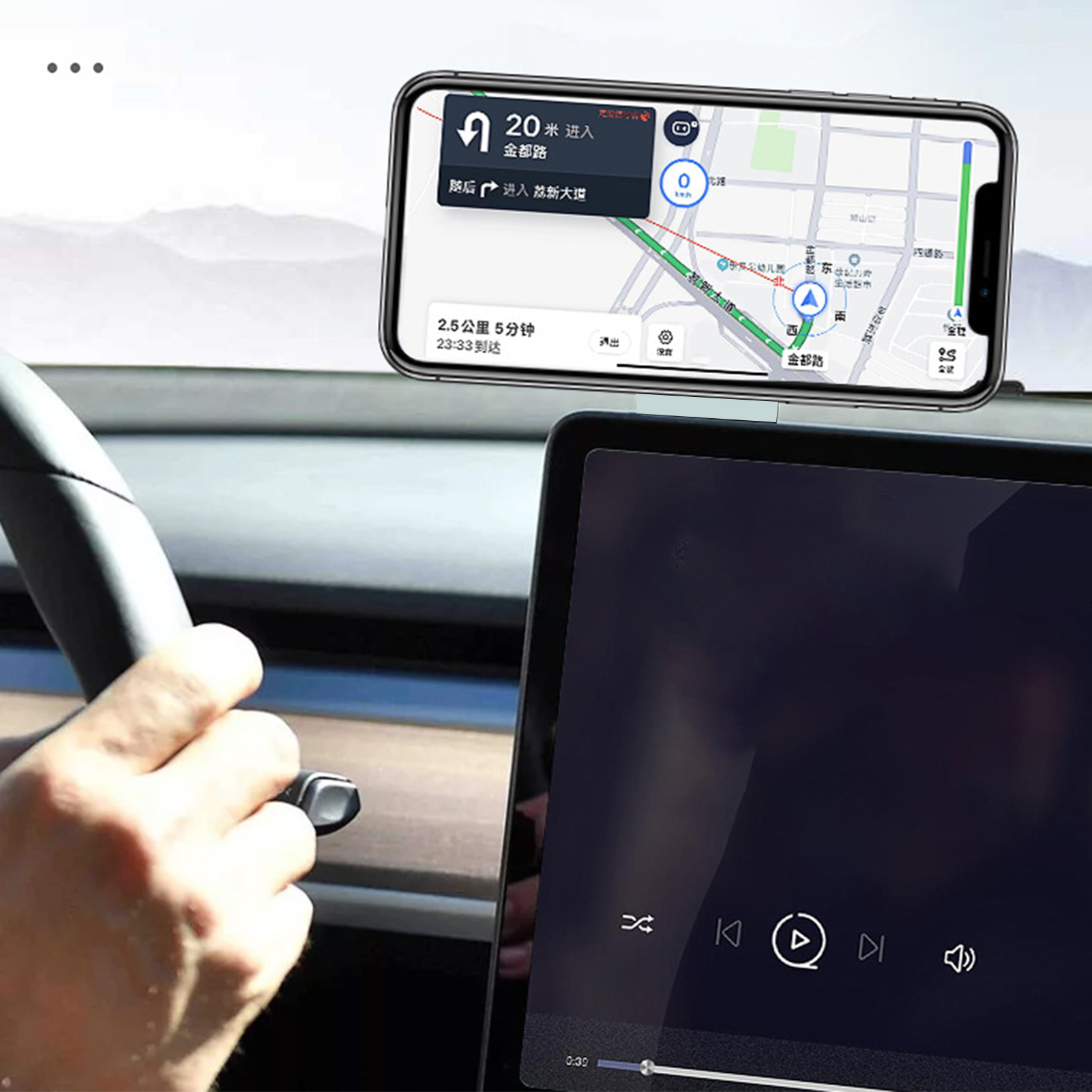 Magnetische Autotelefonhalterung, Universell Verstellbare Teleskop-armaturenbretthalterung, Kompatibel Mit Tesla Model 3 Yxs, Hellgrün