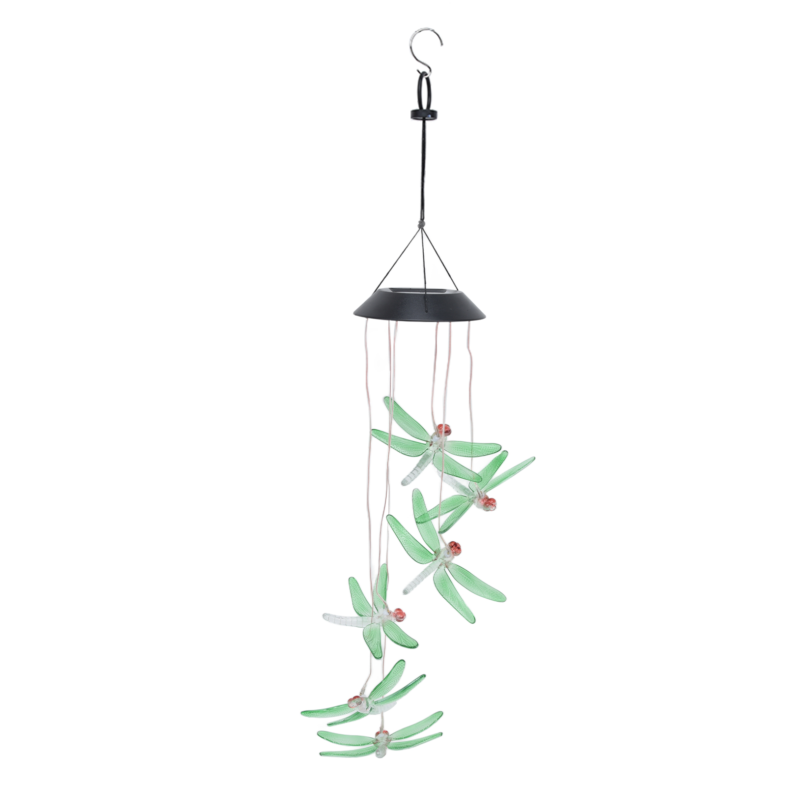 Solar-windspiel, Lichtempfindliches Design, Wasserdicht, Automatischer Betrieb, Grüne Libellenform, Farbwechselnde Lichter
