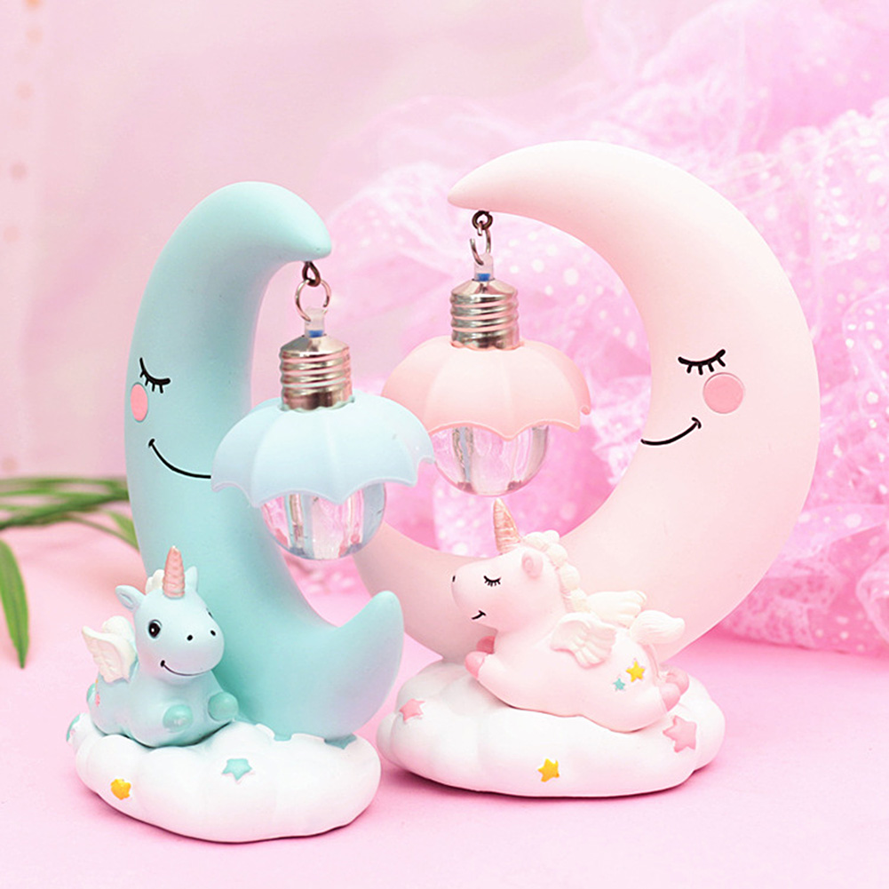 Led-nachtlicht Mit Cartoon-mondmotiv, Kunstharz, Babyzimmerlampe, Deko-elemente, Nachttischlampe, Kindergeschenk, Spielzeug