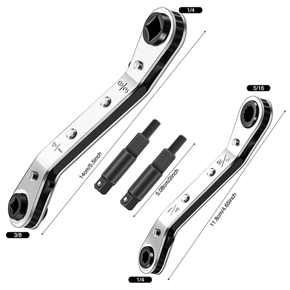 Ratschenschlüssel Für Klimaanlagenventile 1/4-3/16-5/16-3/8 Mit Adapterset Für 2 Sechskantbits Für Reparaturwerkzeuge An Kälteanlagen – Sonderangebot