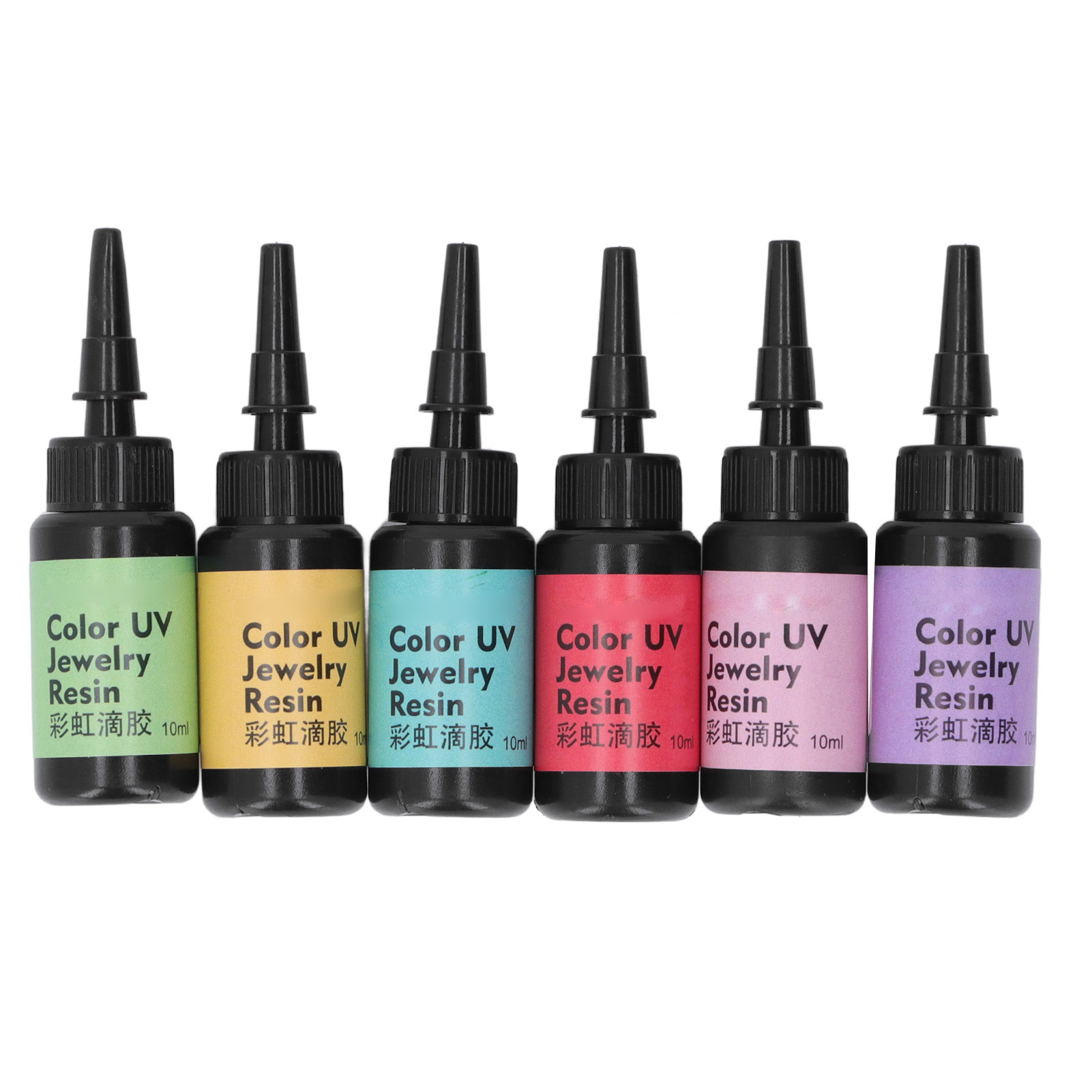 Set Mit 6 X 10 Ml Uv-harzen: Einfache Anwendung, Schnelle Aushärtung, Leuchtende Und Kräftige Farben. Uv-epoxidharz, Weit Verbreitet In Der Schmuckherstellung (set A: Chartreuse, Hellblau, Helllila, K