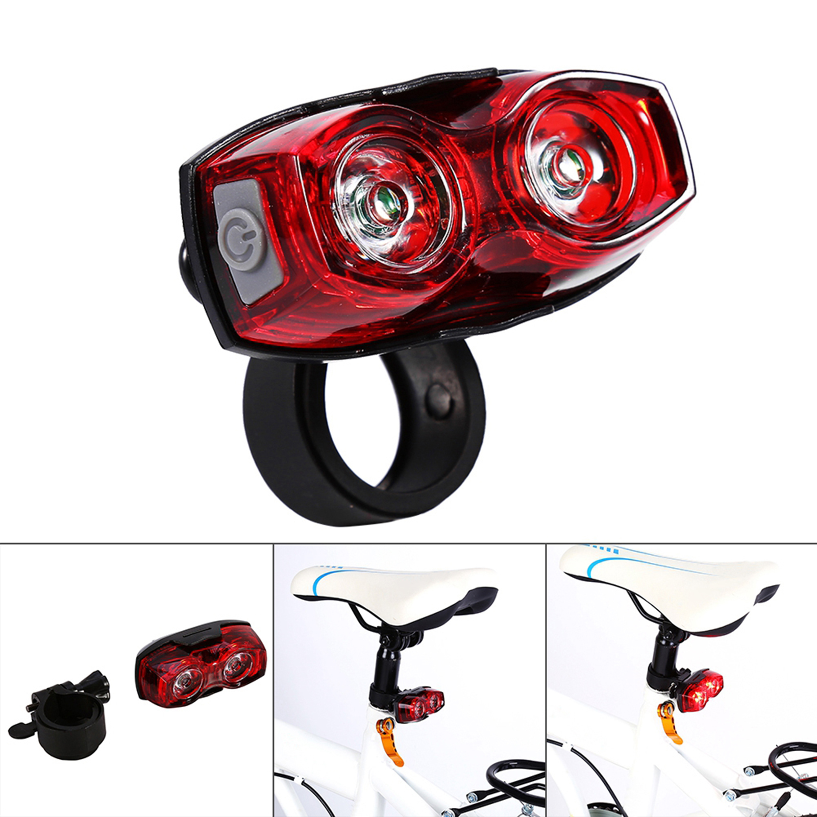 Feu Arrière Clignotant À 2 Led Pour Vélo, Sécurité Renforcée.