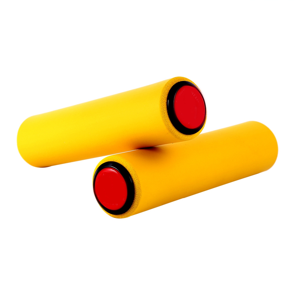 Paire De Poignées De Guidon En Silice Haute Densité Avec Embouts Pour Guidon De Vélo De 18 Mm De Diamètre (jaune)