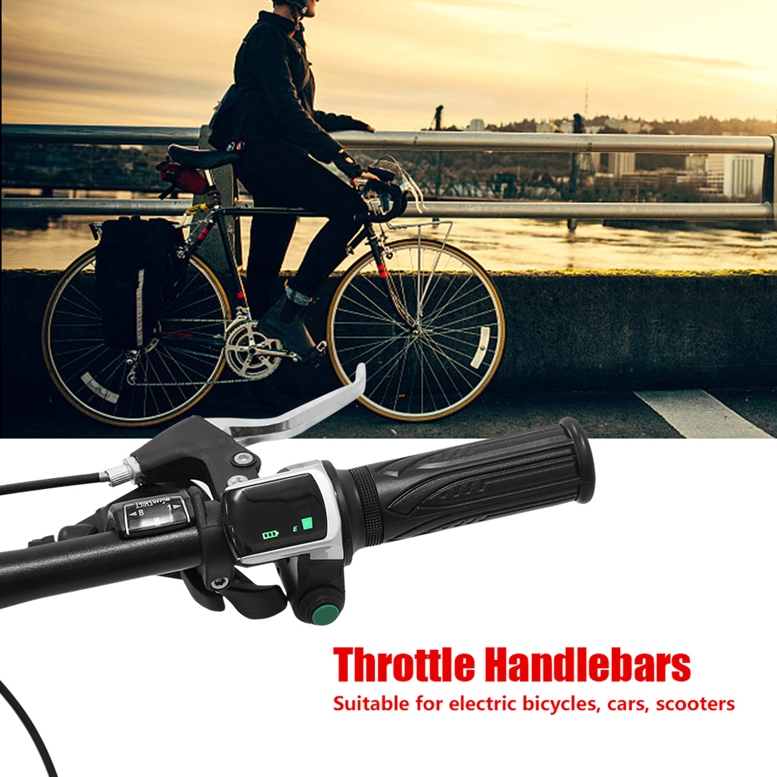 Paire De Poignées De Guidon Étanches Avec Écran Lcd Pour Voitures Électriques, Vélos Et Scooters (48v)