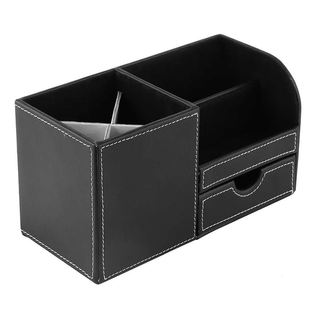 Stiftehalter Aus Holz Und Leder, Multifunktionaler Schreibtischorganizer, Aufbewahrungsbox Für Stifte Und Bleistifte, Zubehöretui, 1 Stück