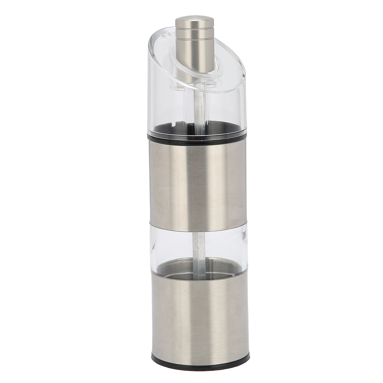 Multifunktionale Zylindrische Pfeffermühle Aus Edelstahl Und Abgewinkeltem Acrylglas, Gewürzflasche In Größe L Für Die Küche, Robust Und Praktisch.