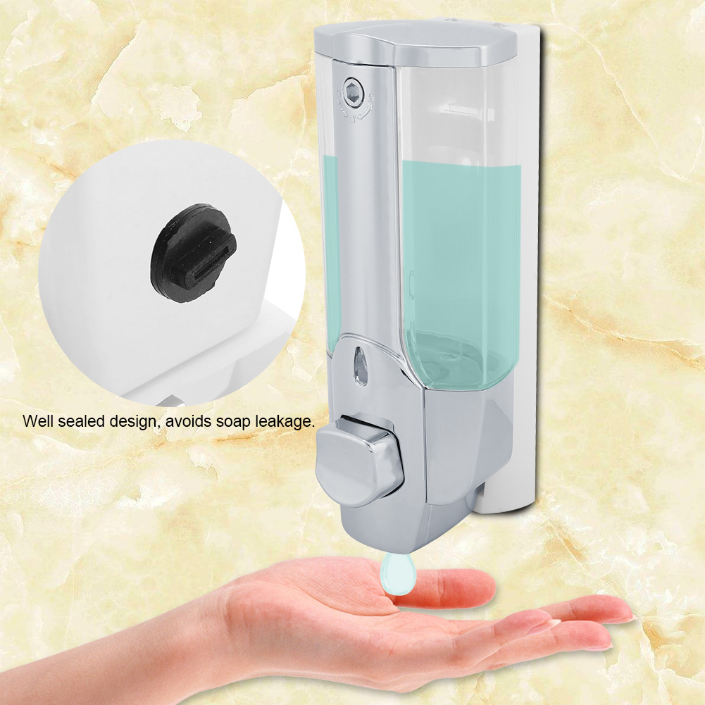 Wandmontierter Flüssigseifen- Und Lotionspender Für Badezimmer, Hotel, Küche, 350 Ml, Einzelpumpe, Robuster Kunststoffbehälter.