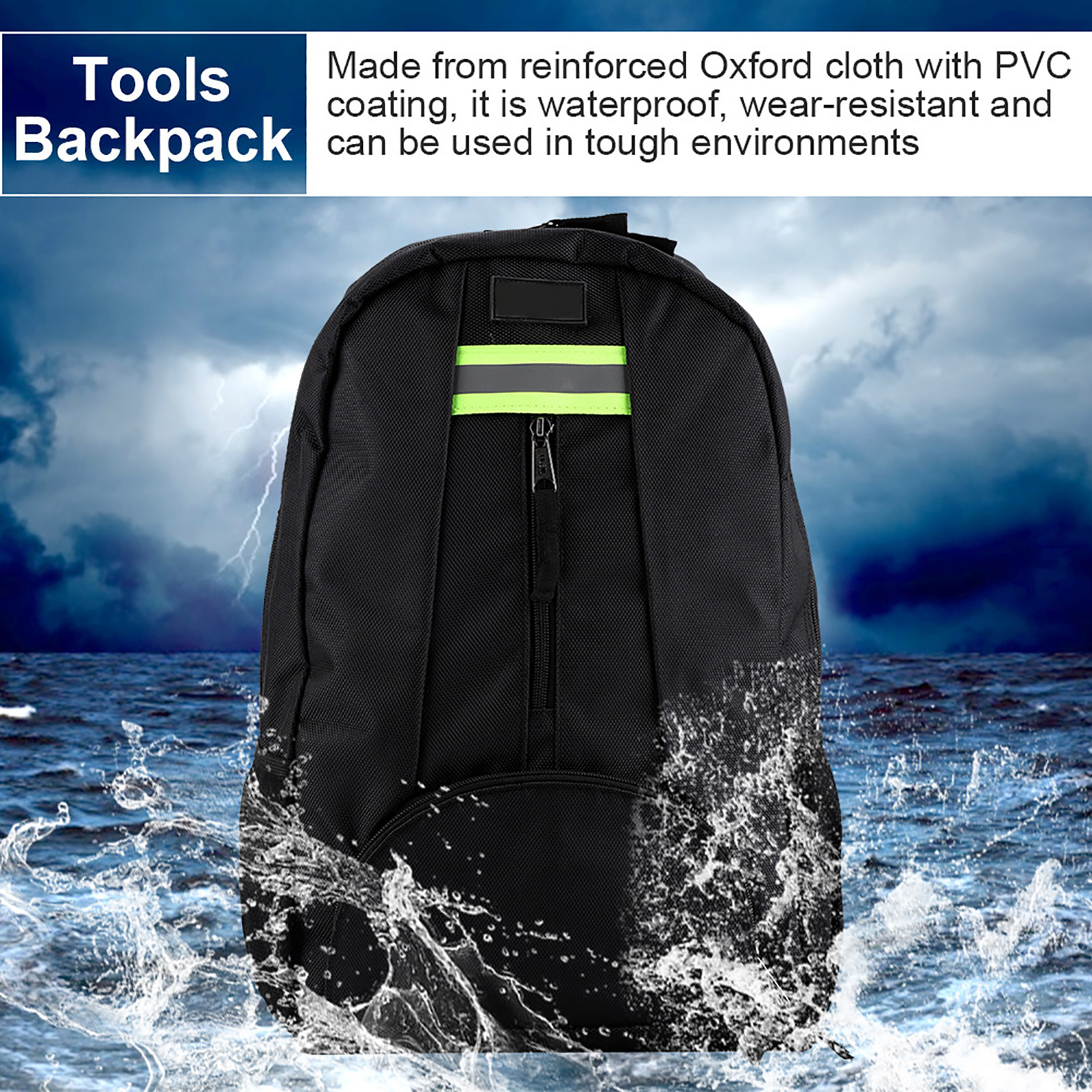 Strapazierfähige Werkzeugtasche Aus Oxford-canvas, Rucksack Für Elektriker, Klempner, Reparaturarbeiter, Schwarz.