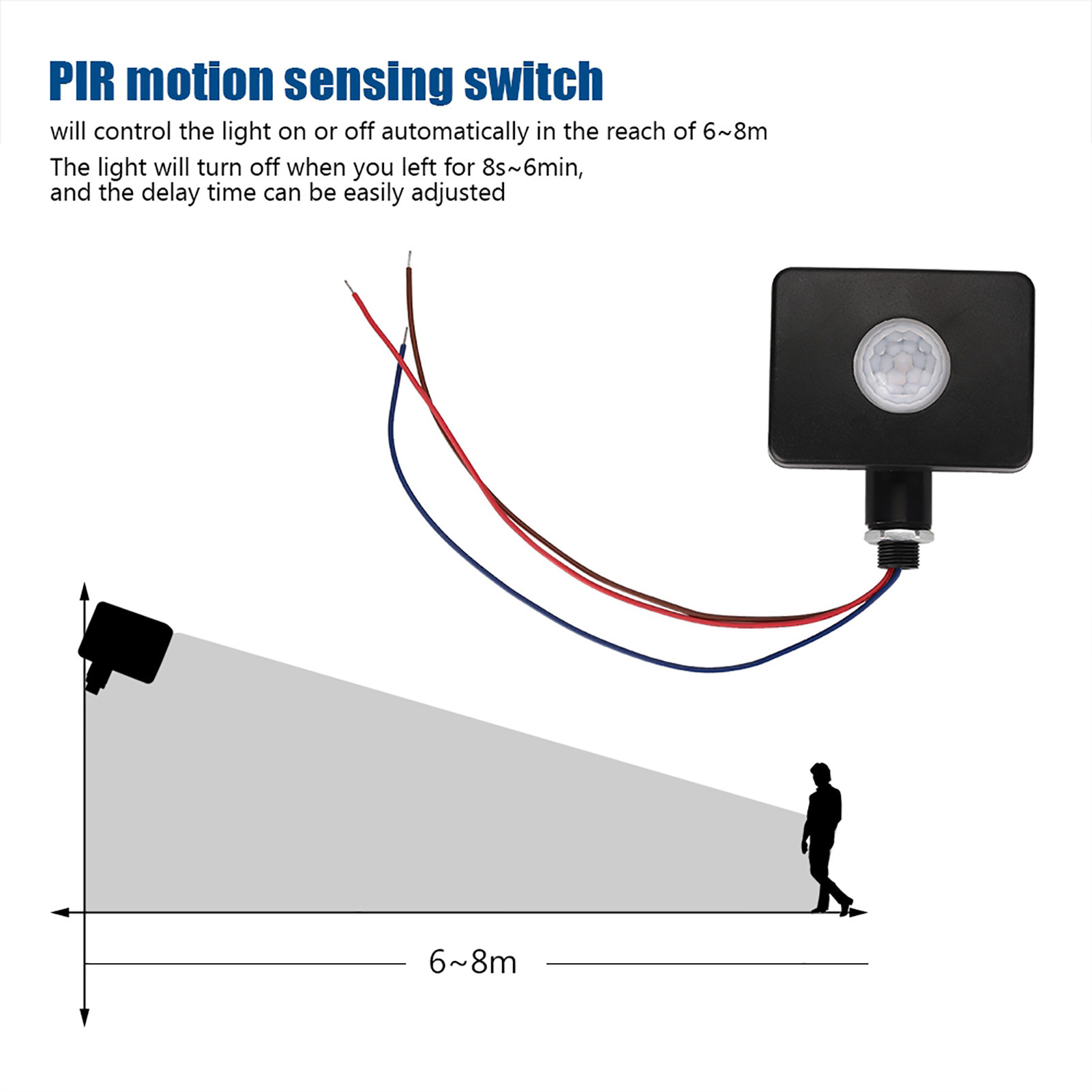90–250 V Pir-bewegungsmelder Mit Infrarotsensor Für Haus- Und Gartenbeleuchtung, Automatisches Ein-/ausschalten