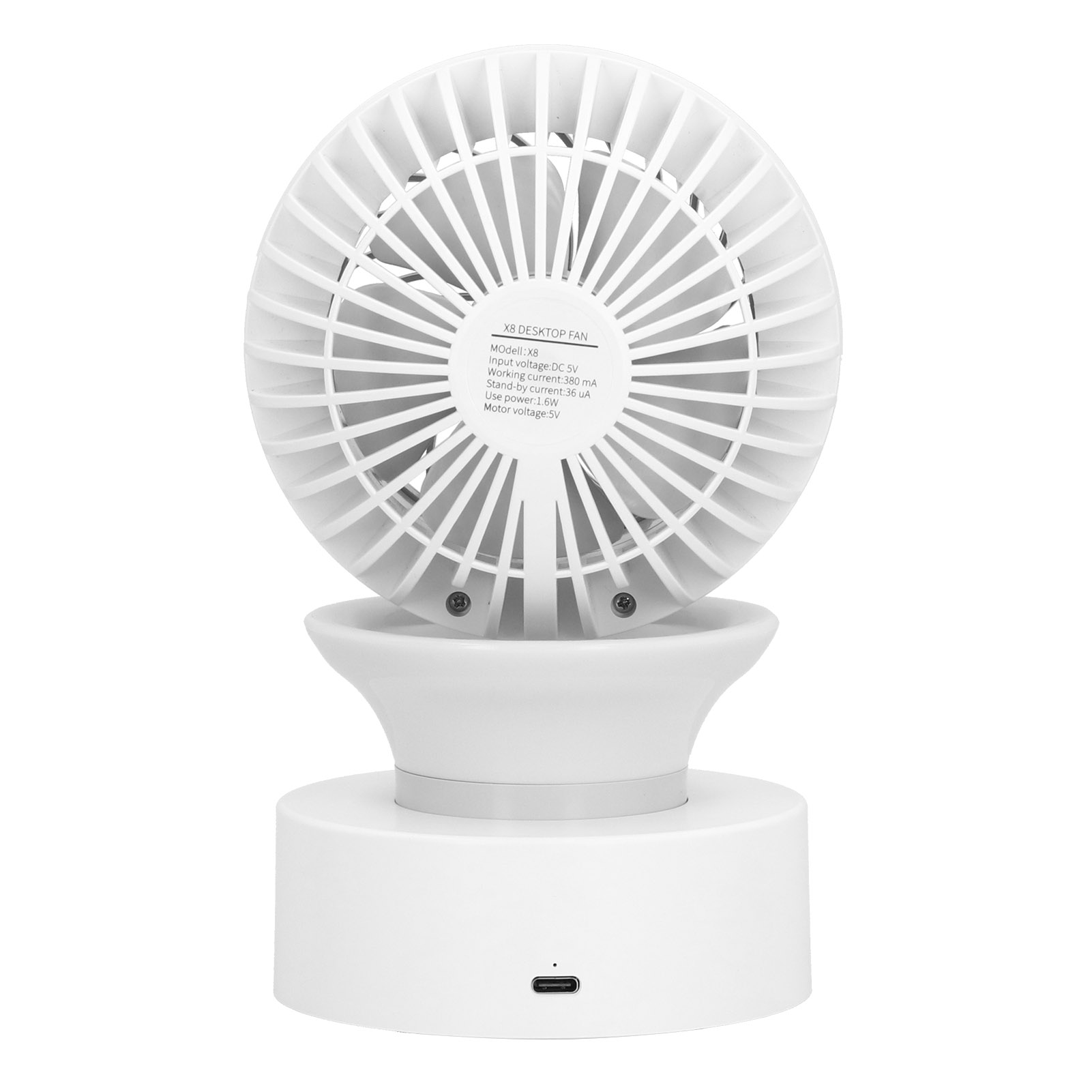 Usb-tischventilator Mit Automatischer Oszillation, Mini-ventilator Mit Licht Für Zuhause, Büro Und Arbeitsplatz, Leise Und Einstellbar