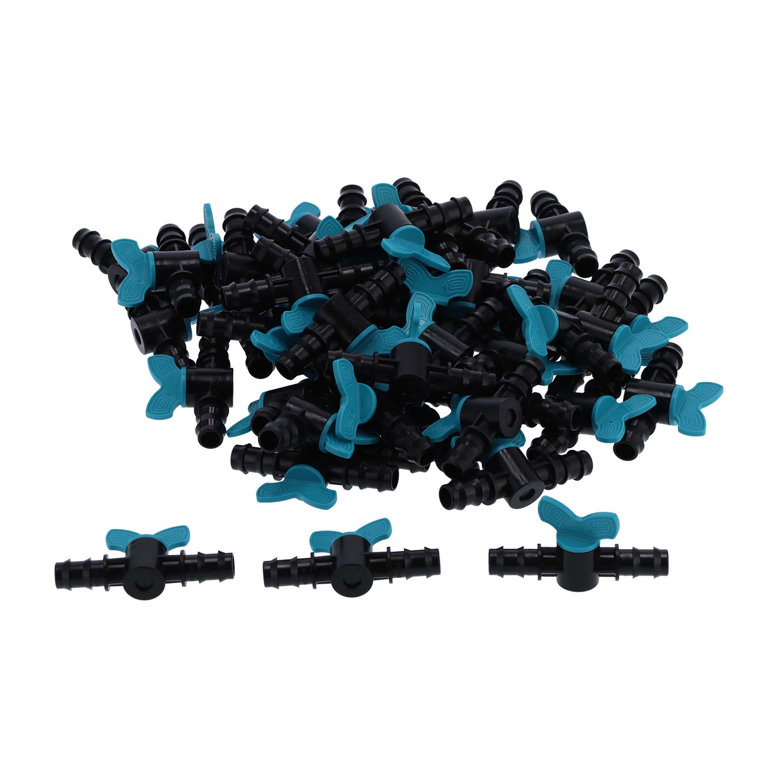 Packung Mit 50 Kunststoff-bewässerungsventilen Mit Widerhaken Für 12-mm-schläuche, Gartenarmatur 10 X 5,5 X 2,5 Cm