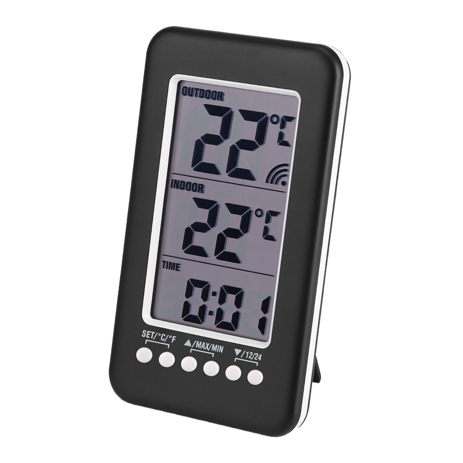 Digitales Lcd-thermometer Für Innen Und Außen Mit Uhr Und Drahtlosem Sensor, Präzise Temperaturmessung, Digitalanzeige, Heimwetterstation