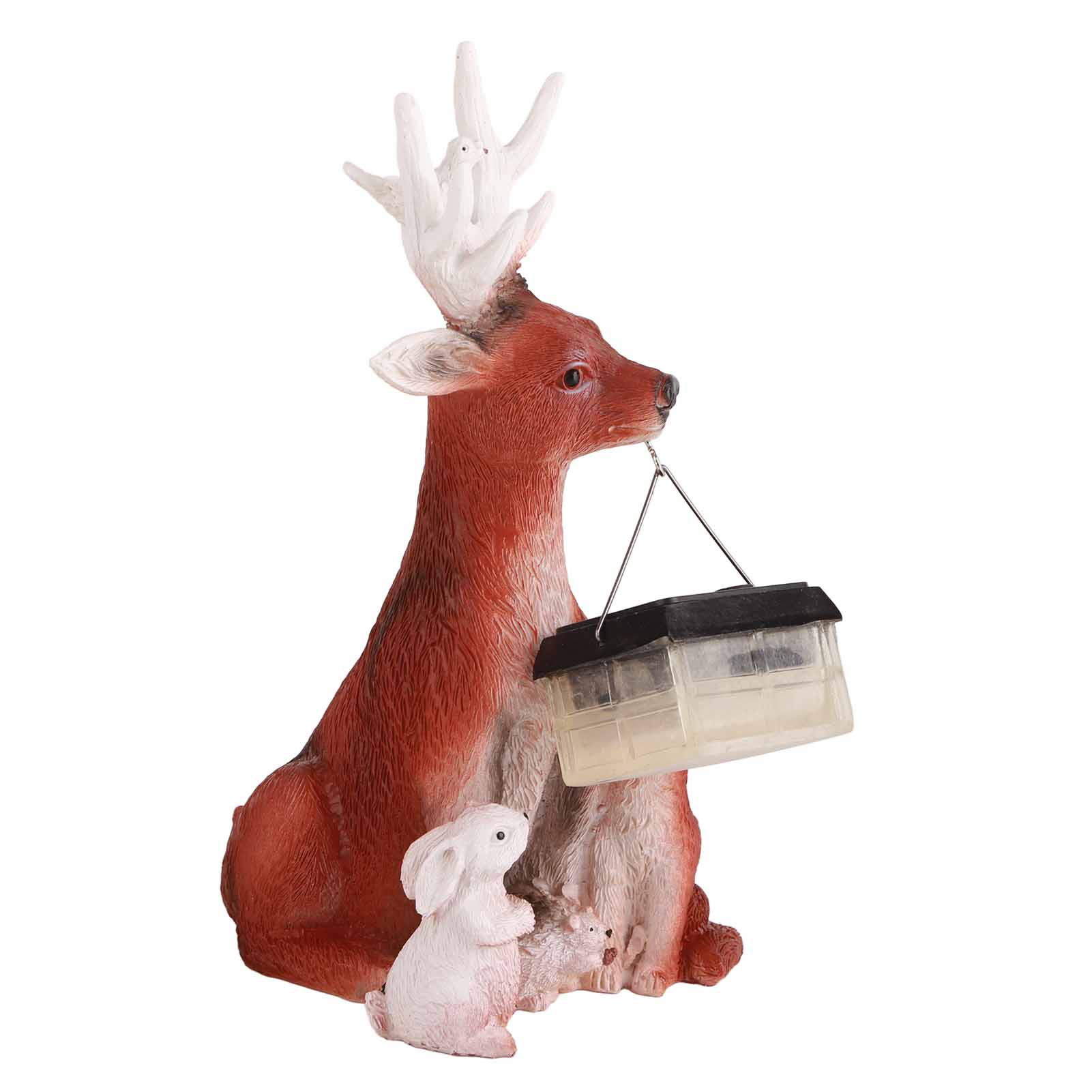 Dekorative Solarbetriebene Statuen – Hirsch, Hase, Igel, Wolf – Leuchtendes Garten-set Aus Kunstharz Für Den Außenbereich