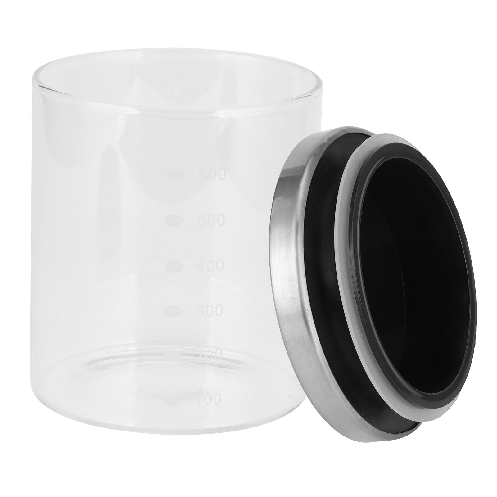 600 Ml Vorratsglas Mit Edelstahldeckel, Skala, Luftdichter Küchenbehälter Für Den Haushalt.