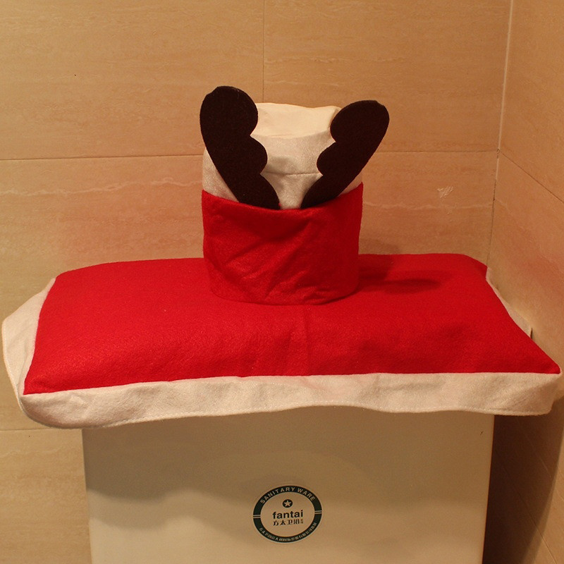 Set Aus 3 Weihnachtlichen Rentier-toilettenmatten, Bezug Und Teppich Für Badezimmer, Festliche Heimdekoration, Elegantes Accessoire Für Die Toilette, 3-teiliges Set.