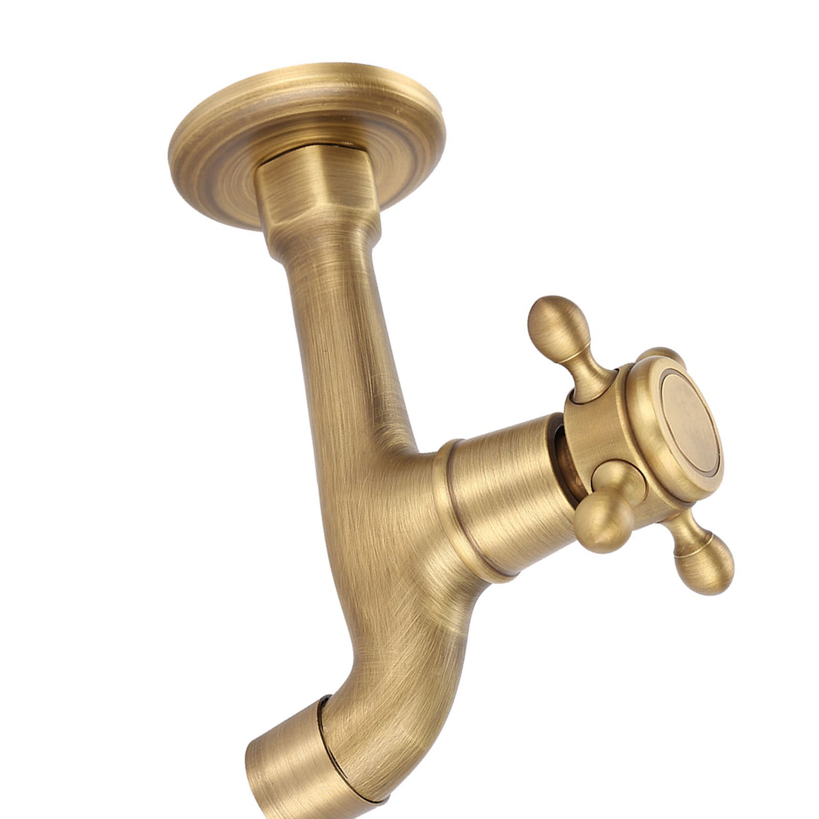 Antiker, Massiver Messing-wandwasserhahn, Einteiliger Kaltwasserhahn Für Küchenspüle, Waschbecken Und Spülbecken, Lange Ausführung.
