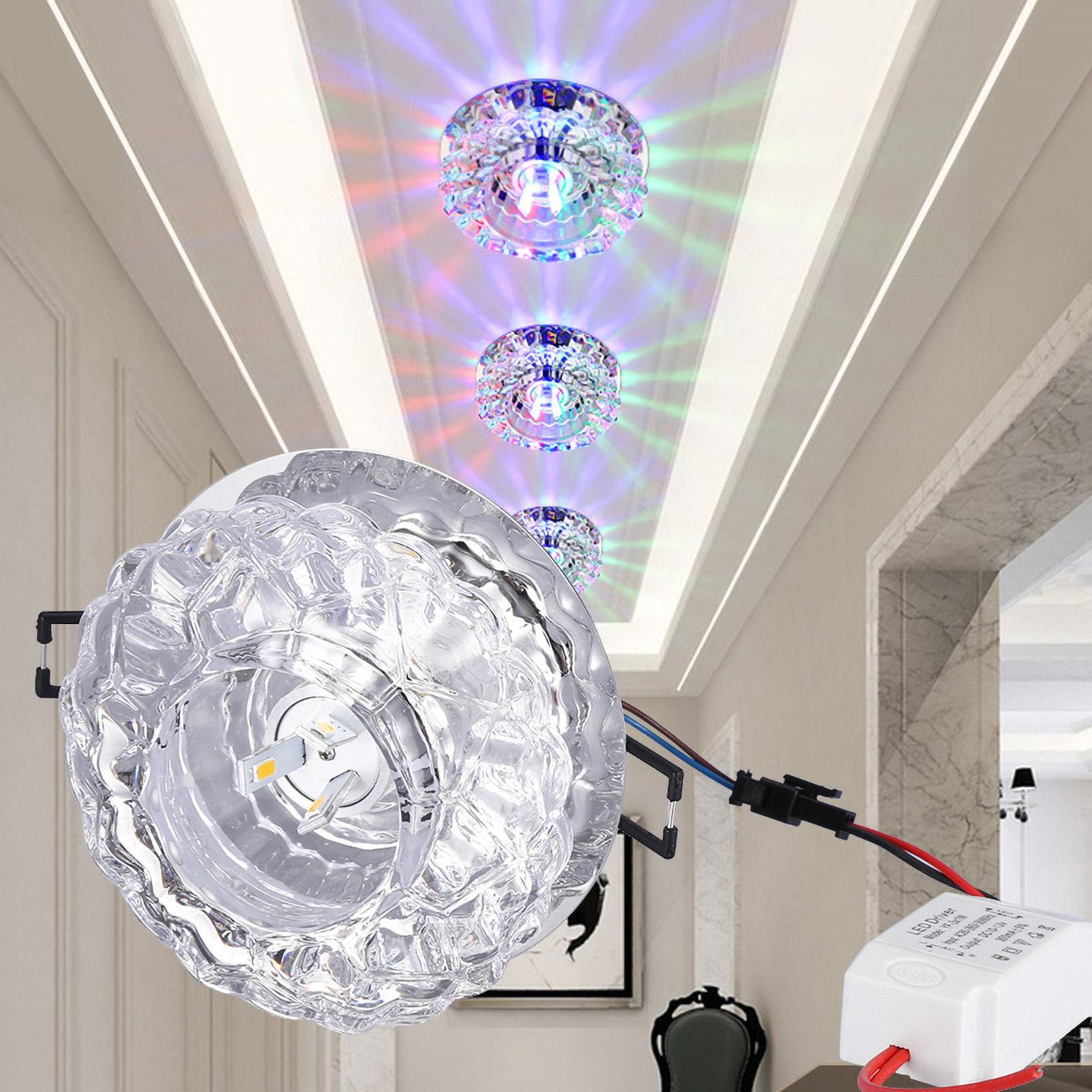 3-watt-led-einbaustrahler, Mehrfarbige Designerleuchte, Moderne Innenbeleuchtung, Dekorativer Strahler Für Zuhause