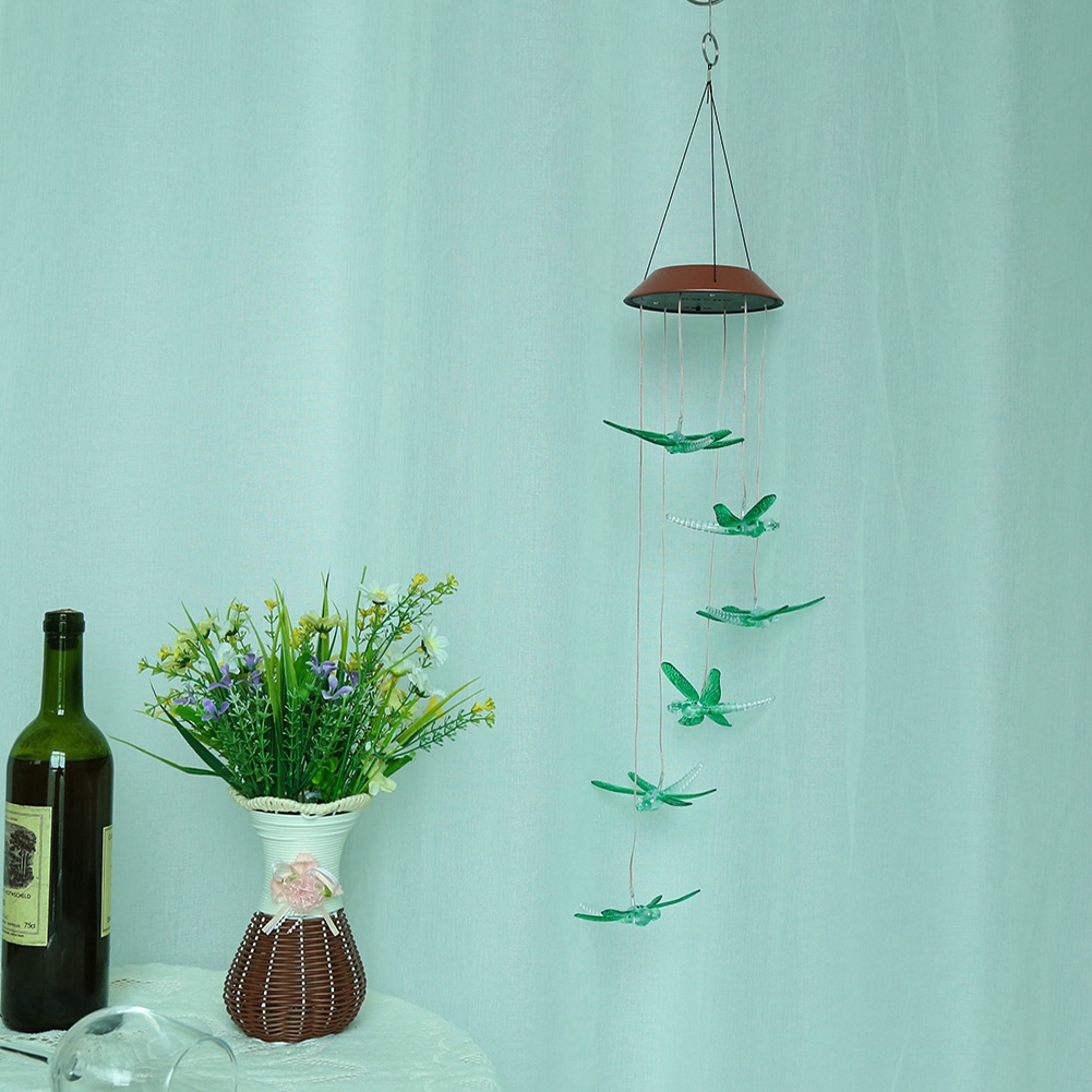 Wasserdichtes, Solarbetriebenes Led-libellen-windspiel Für Garten, Wohnung, Umweltfreundlich, Kabellose Lichterkette, Dekoratives Hängen