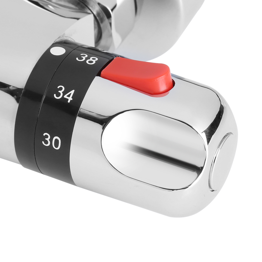 Verchromte, Wandmontierte Thermostat-duscharmatur, Badarmatur, Unterputz-mischbatterie, Glänzende Oberfläche