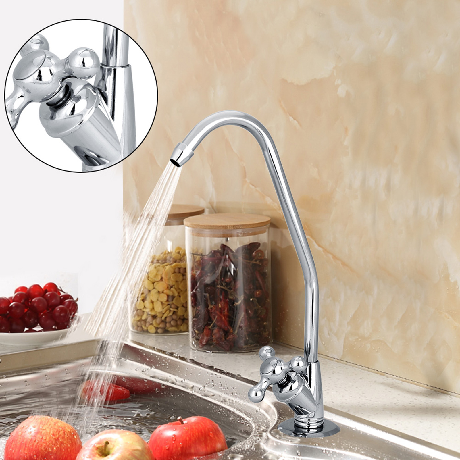 1/4-zoll-küchenarmatur Aus Zinklegierung, Verchromt, Für Umkehrosmose-gefiltertes Trinkwasser