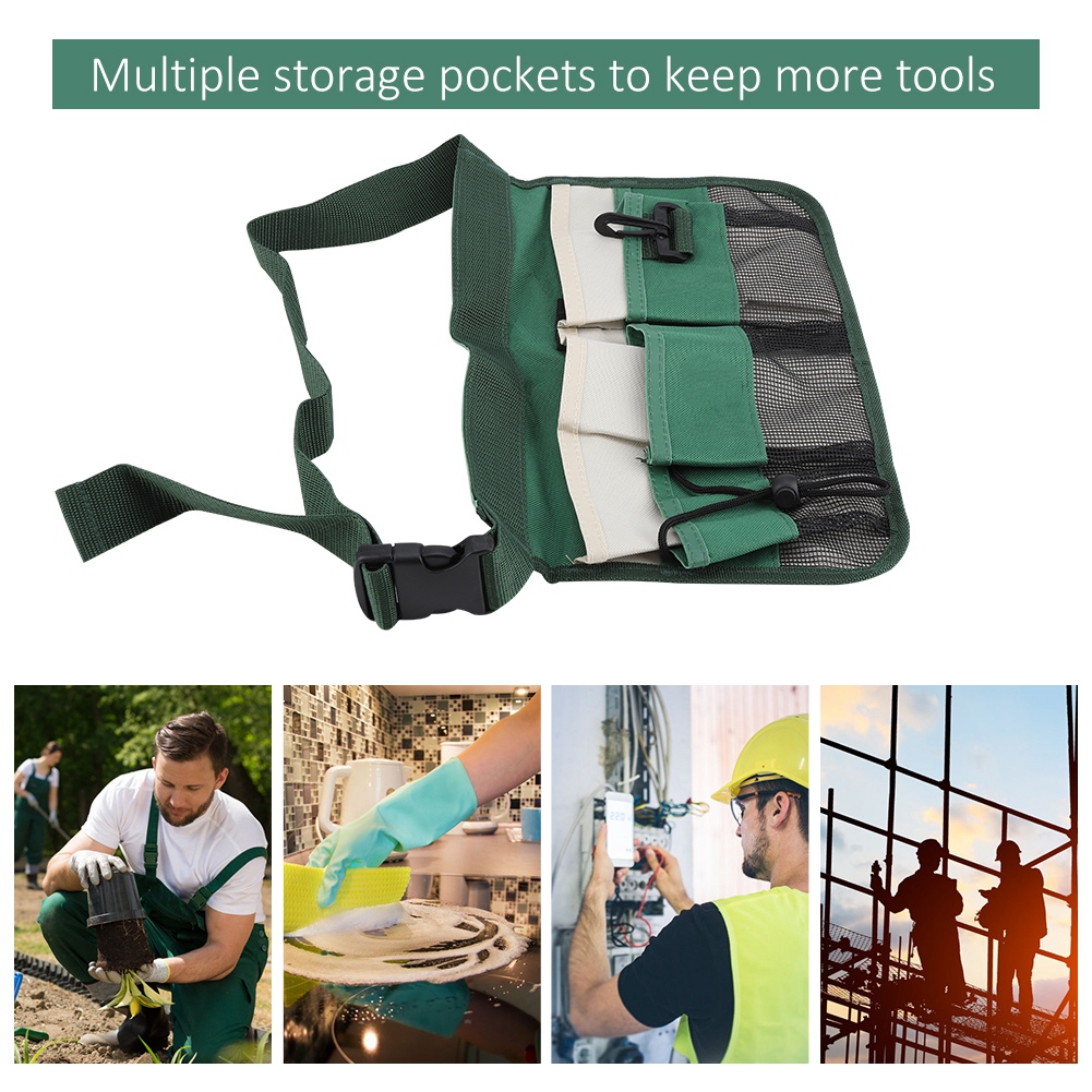 Werkzeugtasche Für Elektriker Mit Mehreren Fächern, Dickem, Verstärktem Gürtel, Verstellbarer Größe, Grün, Vielseitig Einsetzbar, Robuste Profi-gürteltasche.
