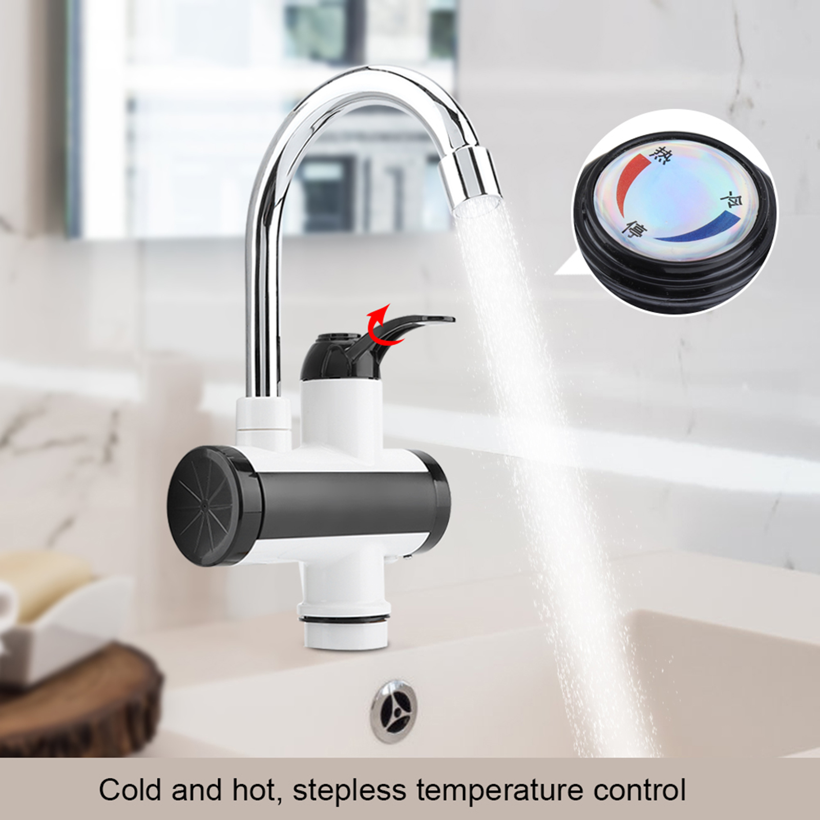 Sofortiger Heiß- Und Kaltwasserspender, Beheizter Wasserhahn Mit Temperaturanzeige, Elektrische Mischbatterie Für Die Küchenspüle