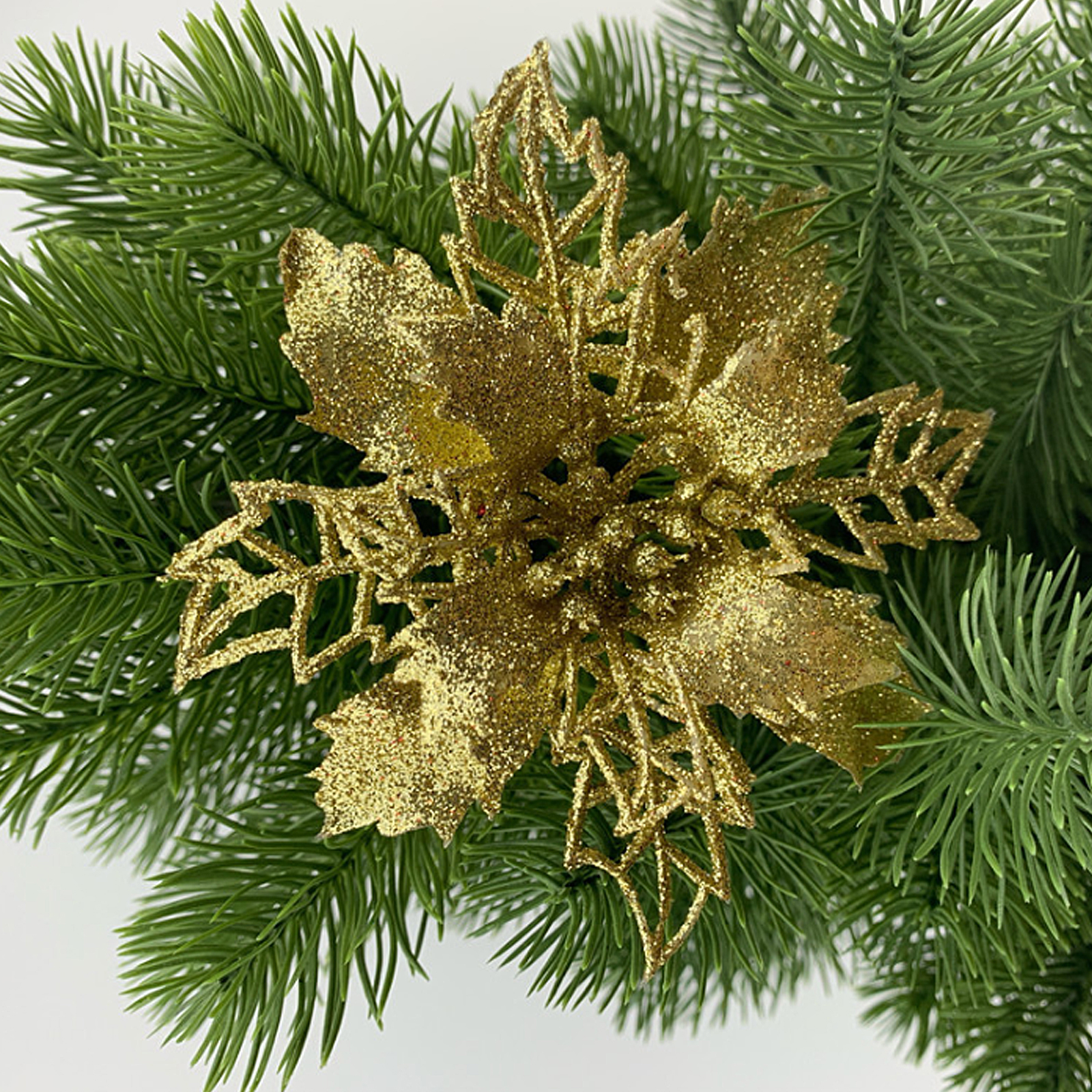 10 Künstliche, Glänzende Weihnachtssternblüten (9 Cm) – Schwarze Dekoration Für Weihnachts-, Hochzeits- Und Partykränze