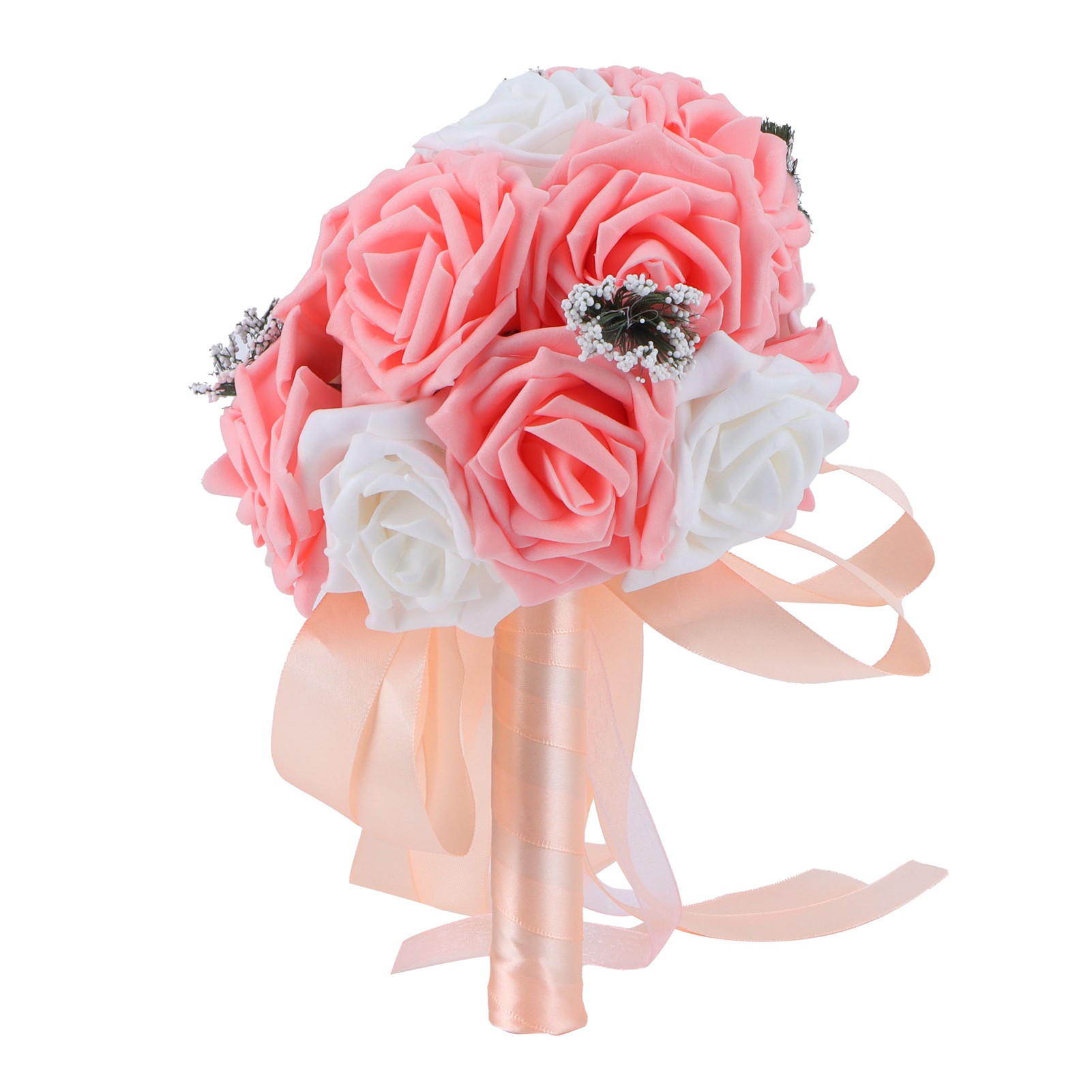 Künstlicher Brautstrauß Aus Pe-blumen Für Hochzeit, Büro Oder Heimdekoration – Orange Und Rosa