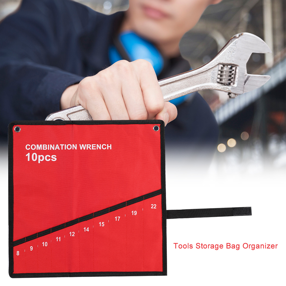 Werkzeugkoffer Mit Mehreren Fächern, Aufbewahrung Für Schraubenschlüssel, Zangen Und Maulschlüssel, Wandorganizer Aus Canvas, 10 Fächer, Werkstatt Und Heimwerkerbedarf