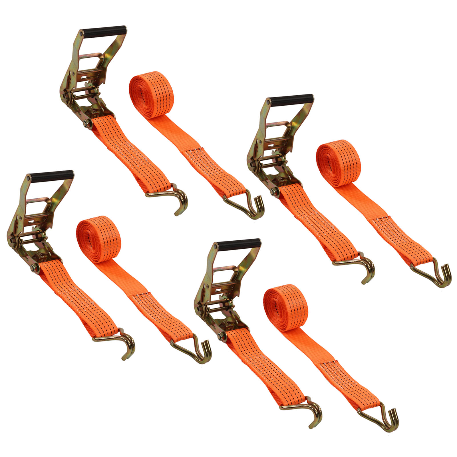 4-teiliges Auto-spanngurt-set Mit Ratschenfunktion, Hoher Tragfähigkeit (12.000 Lbs Bruchfestigkeit), J-haken, Robuste Radachsen-spanngurte