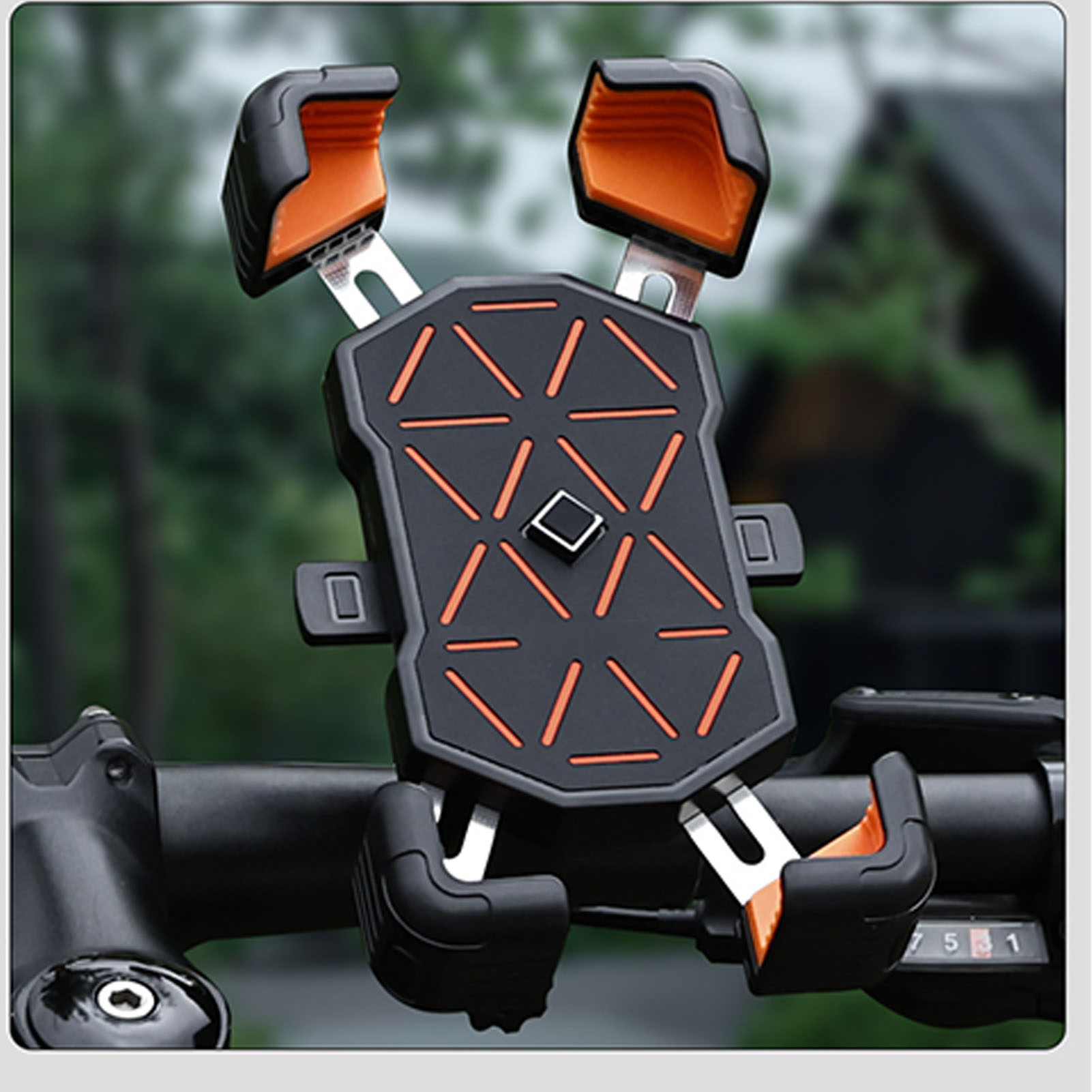 Vibrationsdämpfende, Leichte Und Multifunktionale Handyhalterung Mit Lenkerklemme Für Mountainbiker Und Rennradfahrer. Orange.