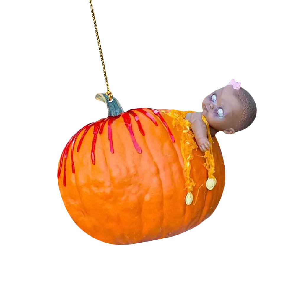 Halloween-kürbis-autoanhänger, Acryl-rückspiegelornament, Dekorativer Glücksbringer, Autozubehör