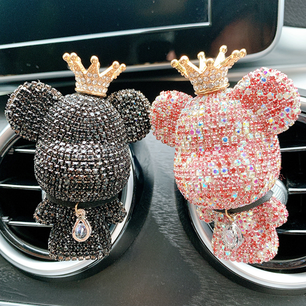 Funkelnder Strassbär-lüftungsschlitzclip Fürs Auto, Auto-innenausstattung, Duftspender Für Lüftungsschlitze, Glitzernder Nashorn-anhänger, Geschenkidee Fürs Auto
