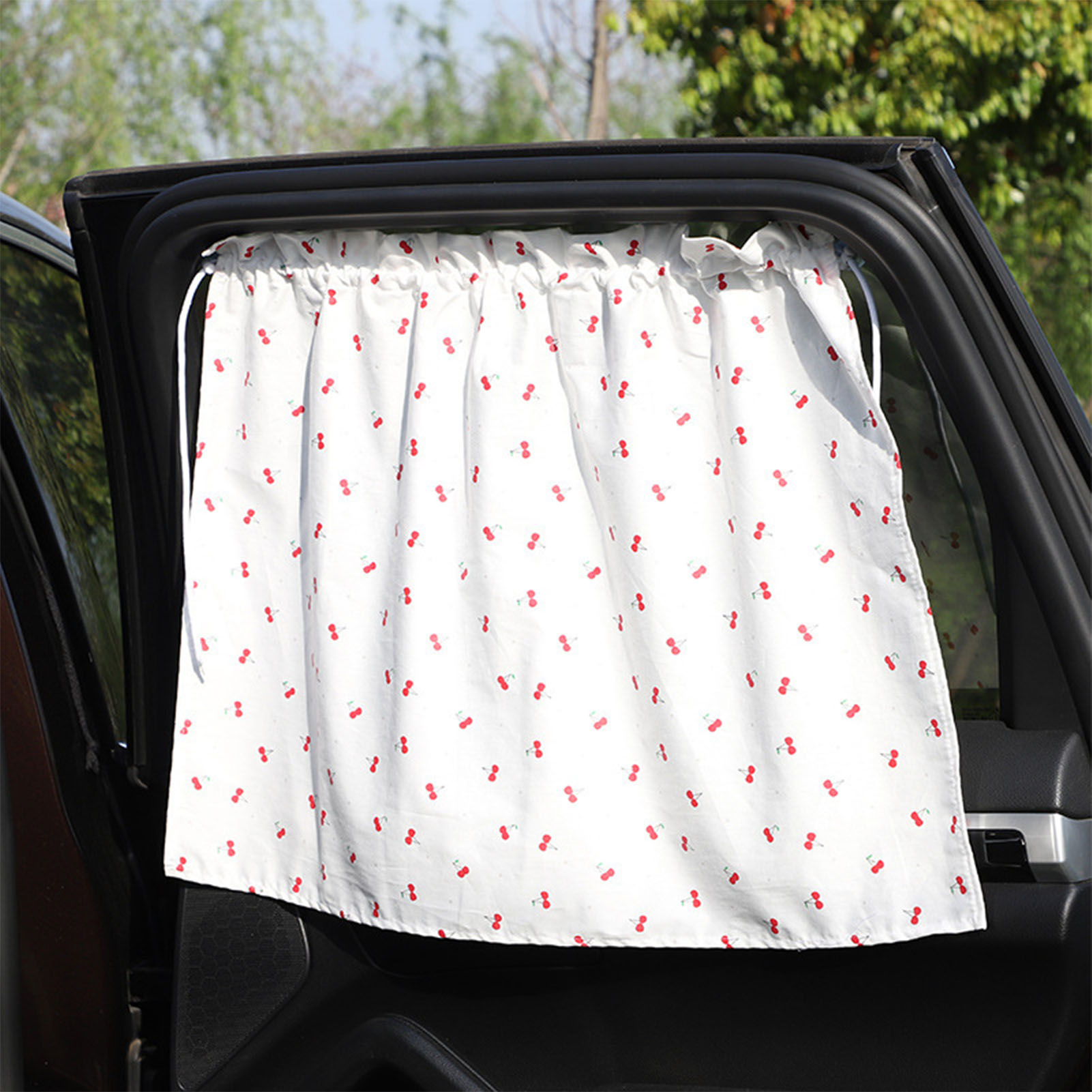 Auto-sonnenschutz Mit Saugnäpfen, Kirschmotiv Im Cartoon-stil, Thermischer Uv-schutz, Seitliche Verdunkelung, Fenster-sonnenschutz, Wärmeisolierung, Kirschmuster.