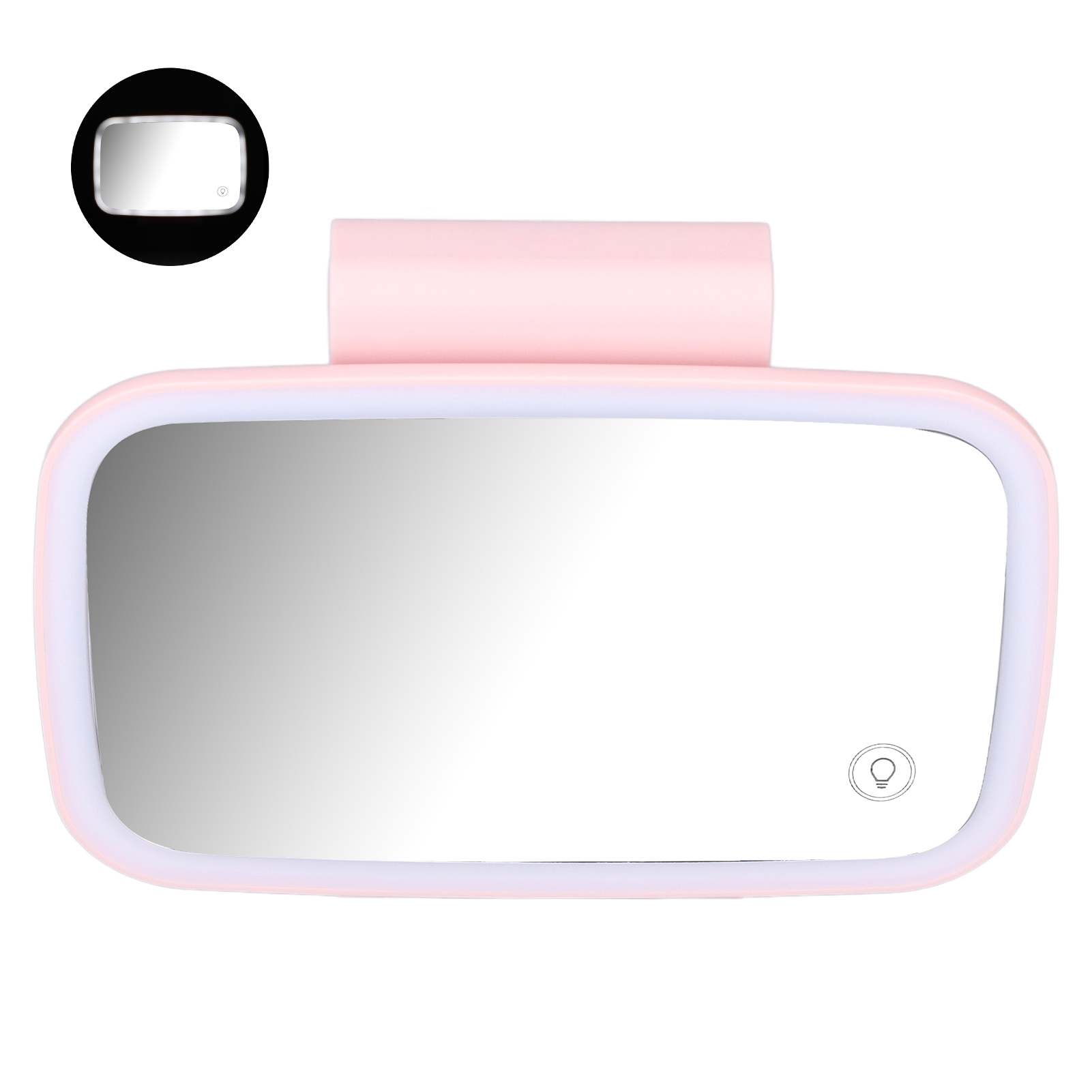 Sonnenblende Fürs Auto Mit Led-beleuchtetem Touchscreen-schminkspiegel, Kompatibel Mit Zigarettenanzünderbuchse, Ausziehbarer Clip, Pink, Plug-and-play-installation
