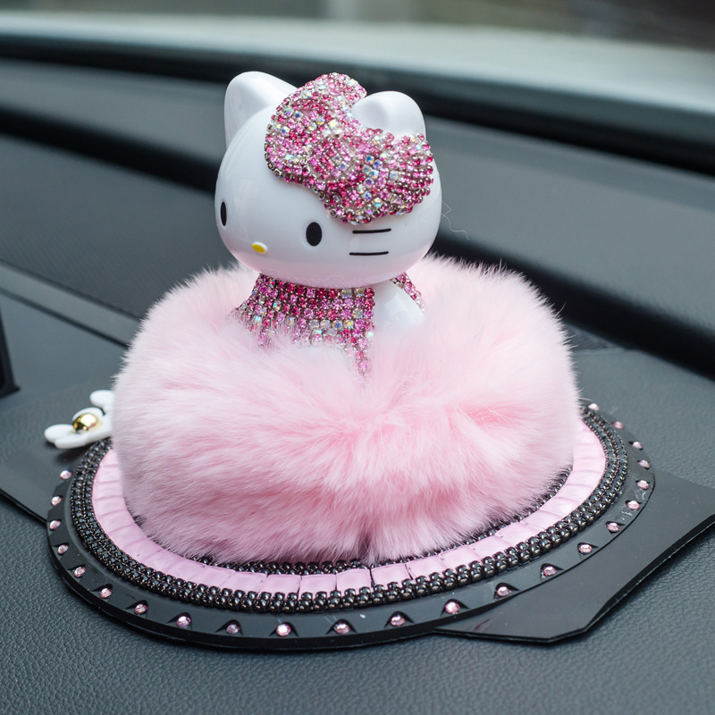 Rosa Strass-katzenfigur, Auto-dekoration, Armaturenbrett-duft-innenausstattung, Auto-zubehör
