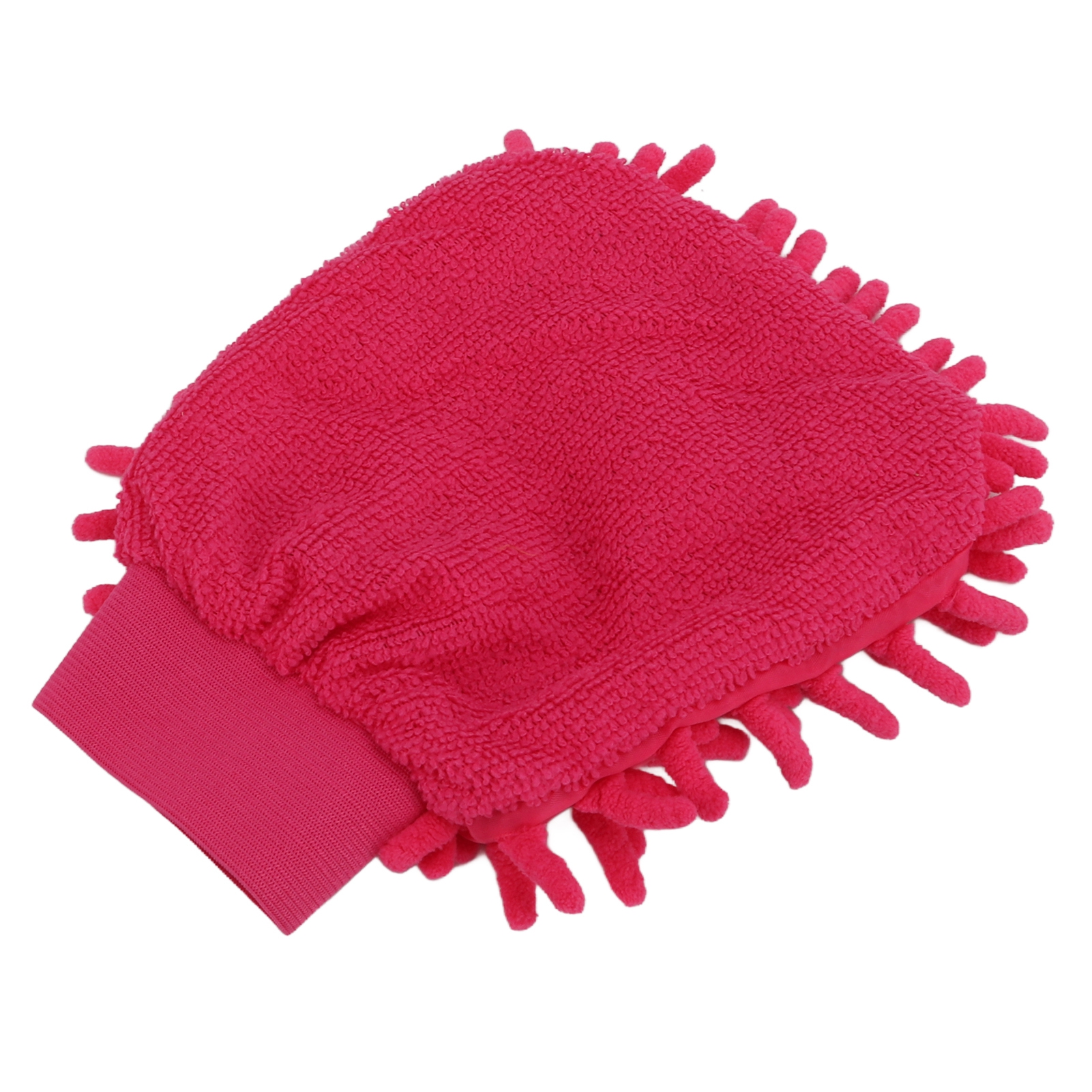 Doppelseitiger, Rosafarbener Autowaschhandschuh Aus Mikrofaser-chenille, Weich Und Kratzfrei, Für Eine Effektive Fahrzeugreinigung.