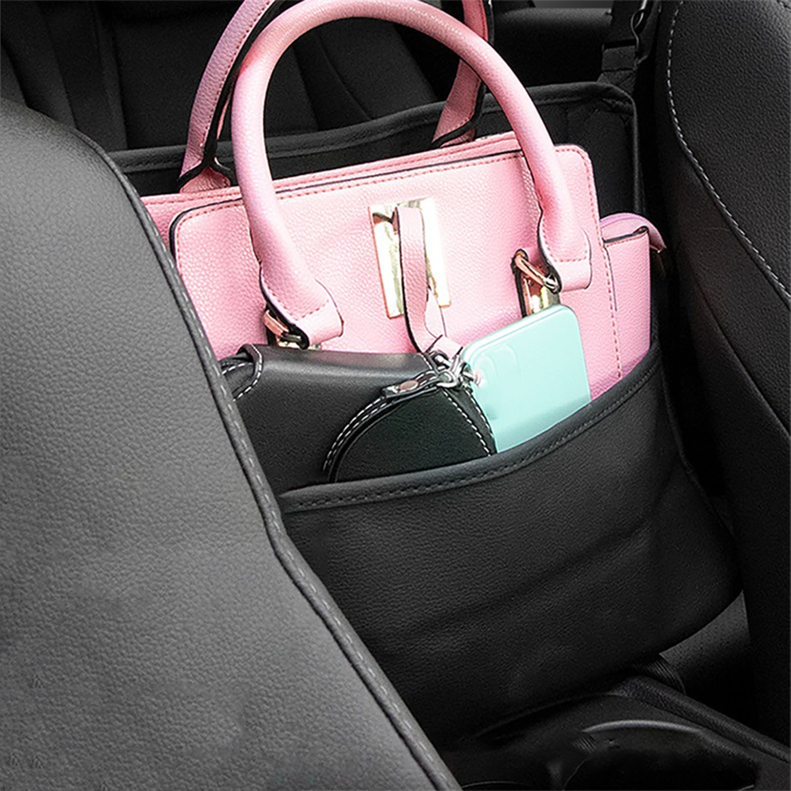 Aufbewahrungstasche Für Die Autositzlehne, Multifunktionaler Organizer Aus Strapazierfähigem Pu-leder, Stilvoll, Pink