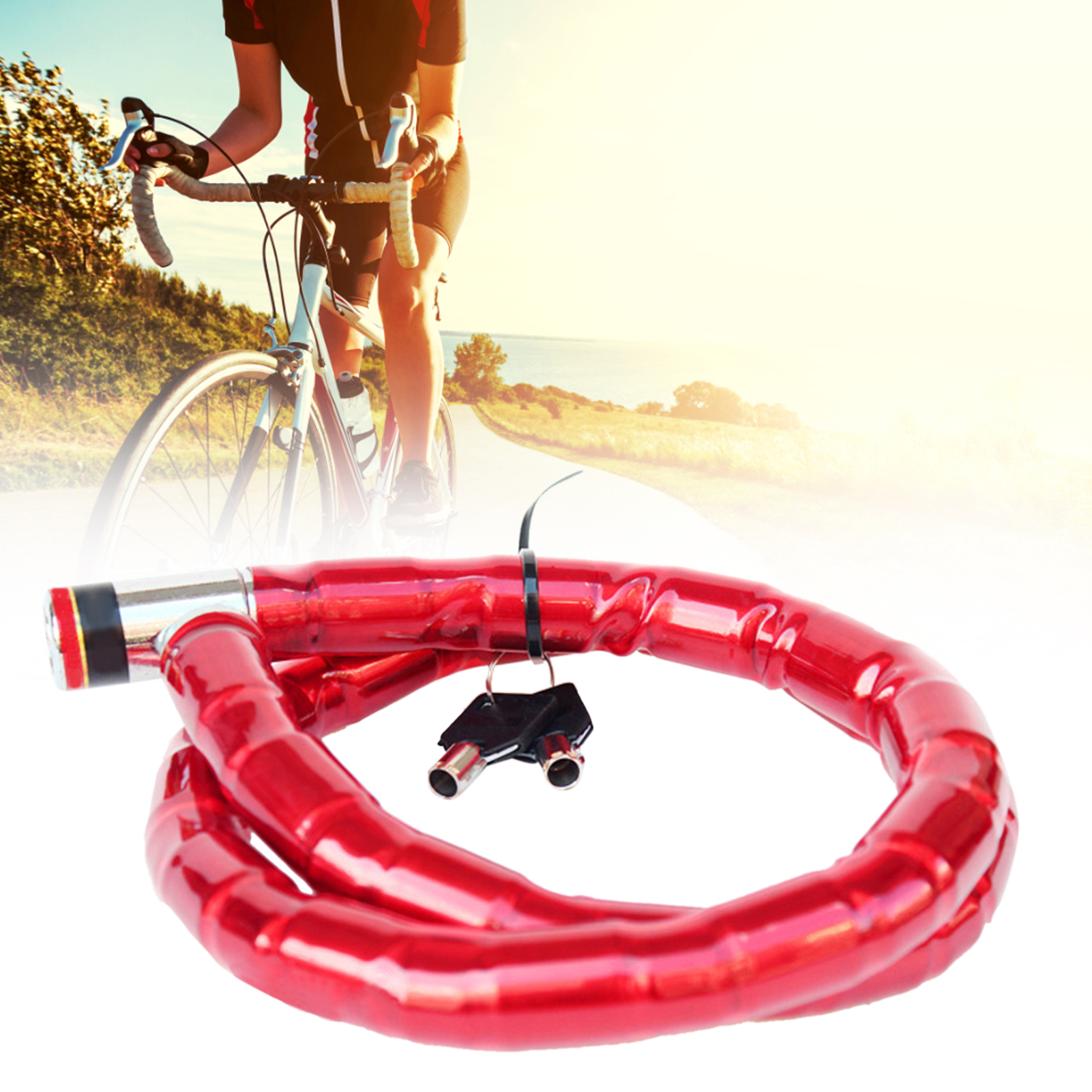 Fahrrad-spiralkabelschloss, Rot, Wasserdicht, Rostbeständig, Leicht Zu Transportieren, Universelles Motorrad-sicherheitsschloss