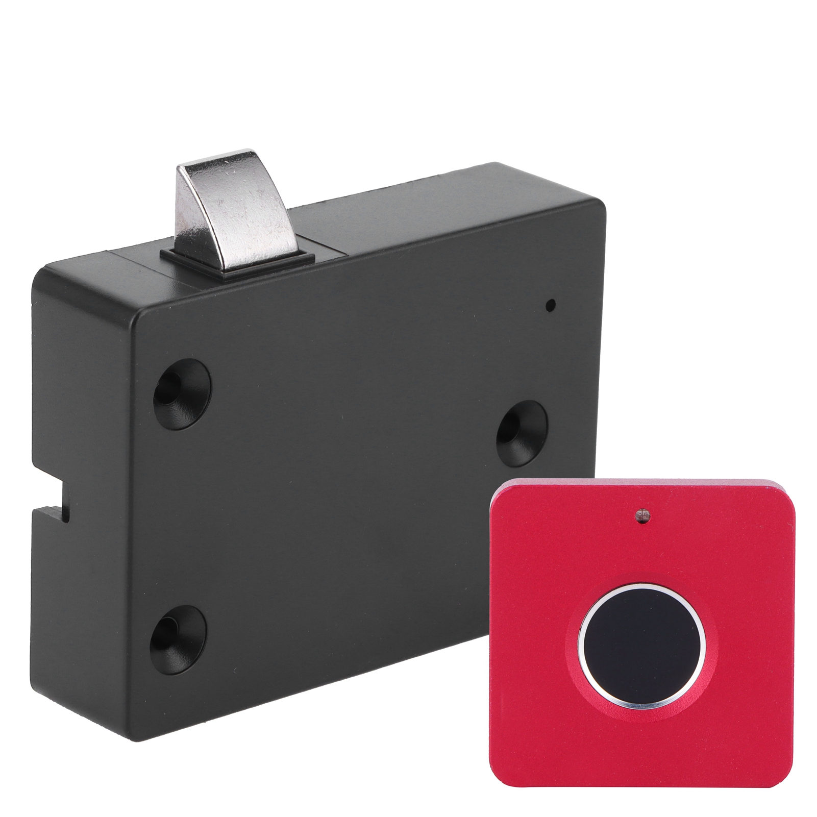 Intelligentes Elektrisches Möbelschloss, Aluminiumlegierung, Fingerabdrucksensor, Für Schrankschubladen, Quadratische Rote Form, 1 Stück