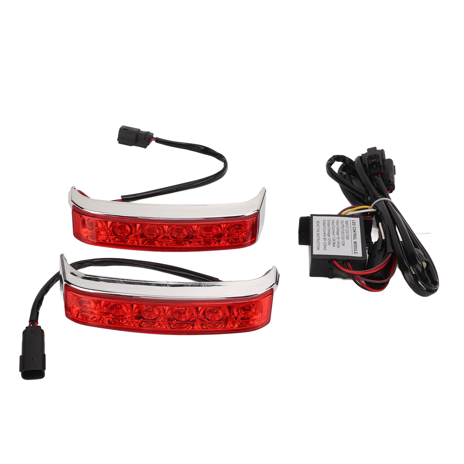 2x Led-motorradrückleuchten, Links Und Rechts Brems- Und Blinklichter, Chromgehäuse, Rote Linse, Kompatibel Mit Ultra Limited Flhtk