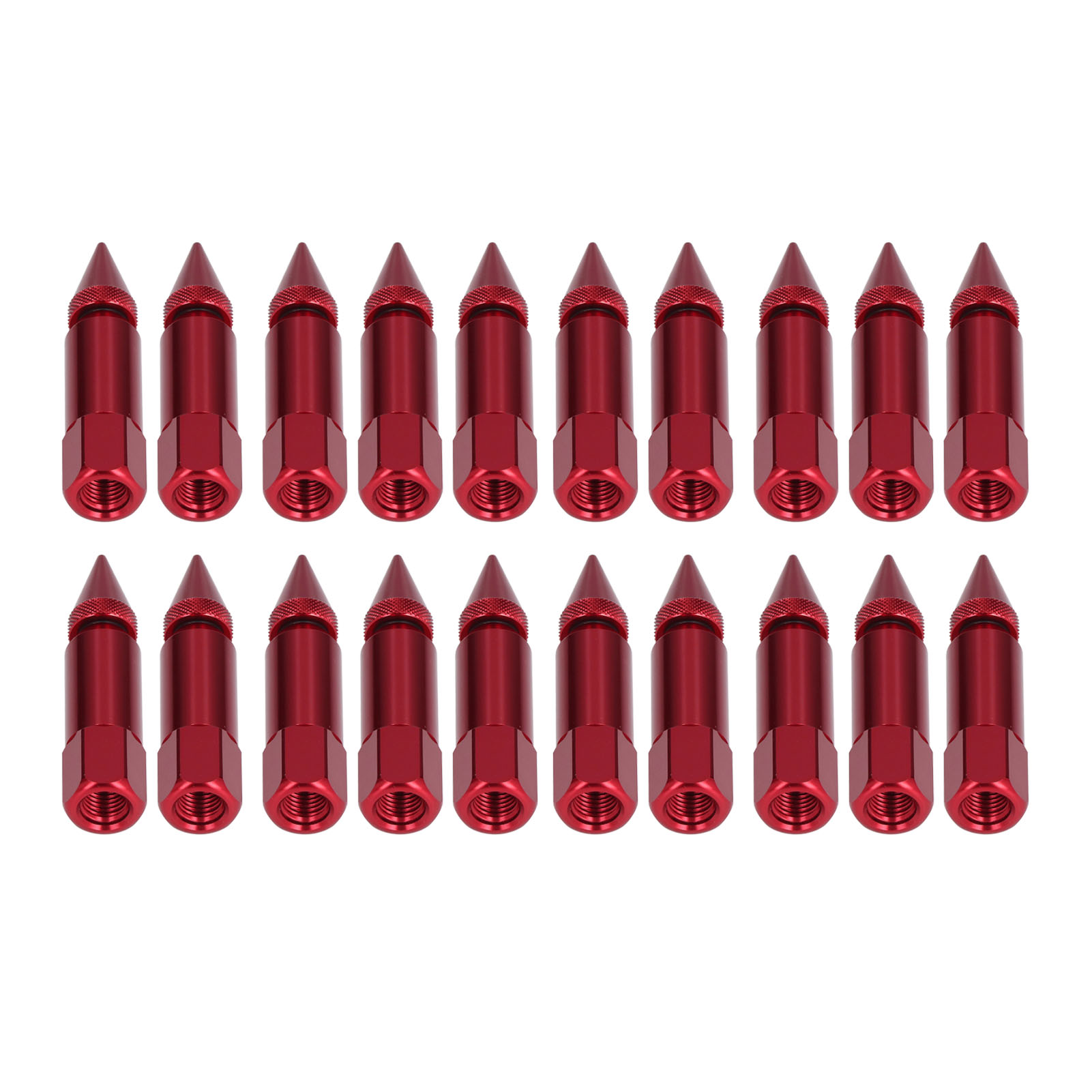 20-teiliger Satz Universeller M12x1,5-radmuttern Für 90-mm-rennfelgen Aus Aluminiumlegierung, Inklusive Schraubenschlüssel, Rot