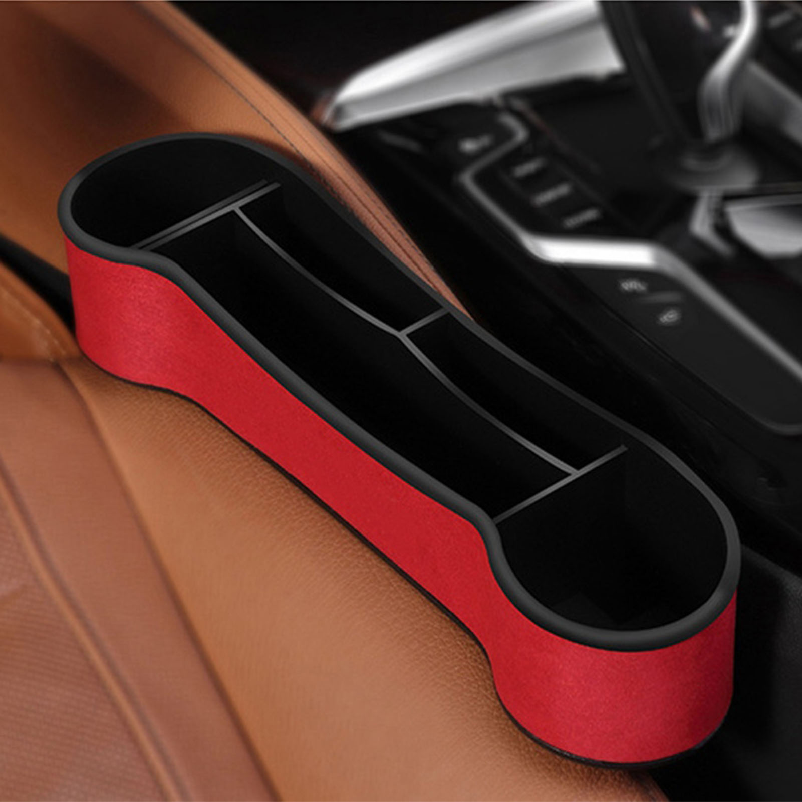 Aufbewahrungsbox Für Den Spalt Zwischen Autositz Und Sitz, Auto-organizer Mit Seitentasche, Innenraumzubehör Für Bmw 3er, X1, X2, X3, X5, Rot, 1 Stück