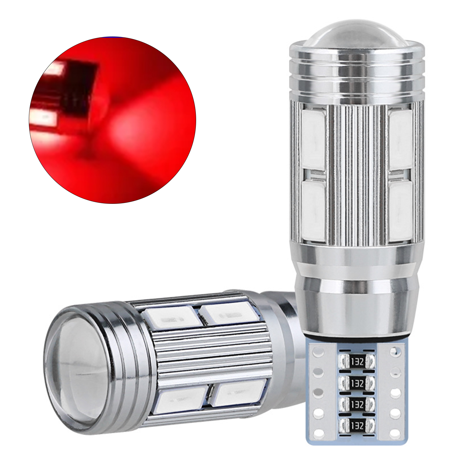 2 Superhelle Rote T10 5730 5630 10smd Led-lampen Für Deckenleuchten, Parkleuchten Und Kennzeichenbeleuchtung, Weiß Und Rot